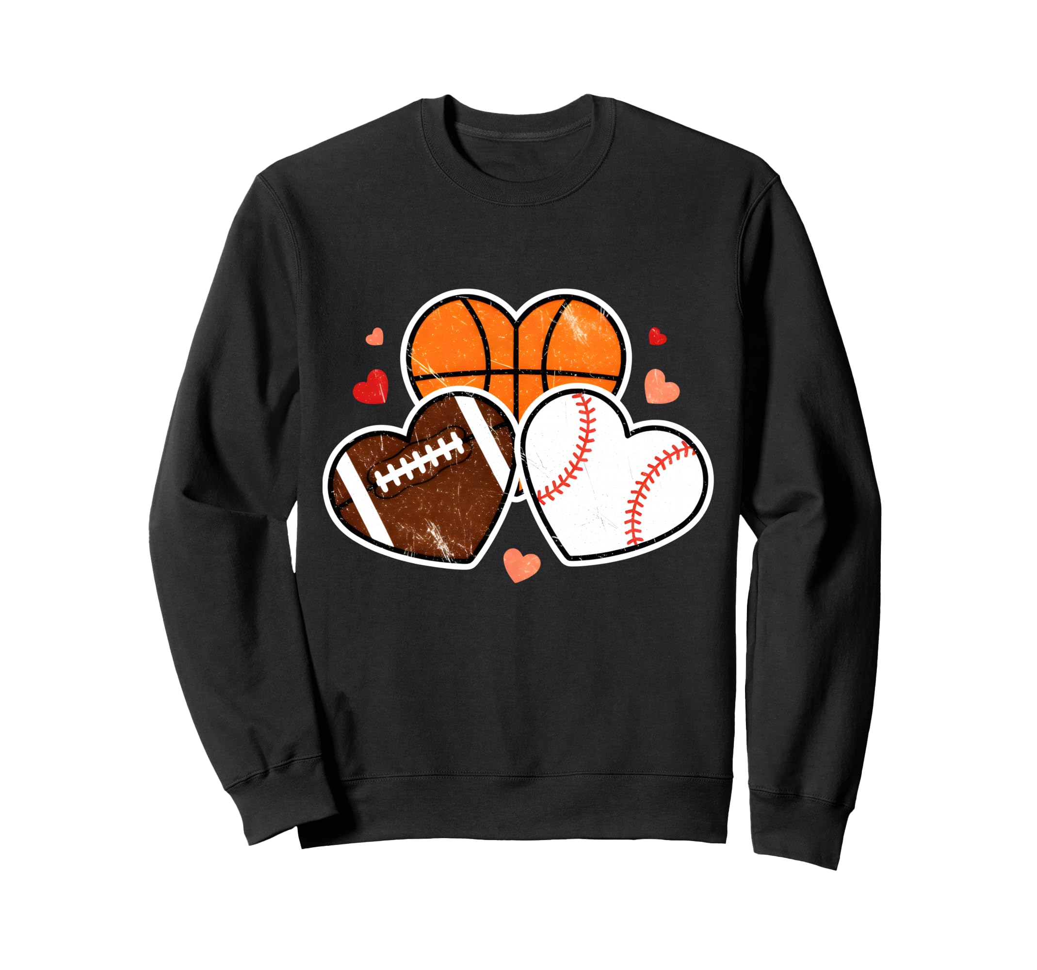 Heart Football Basketball Soccer Sweatshirt - Novelty Apparel for Adults - T-Shirt, Sweatshirt, Hoodie