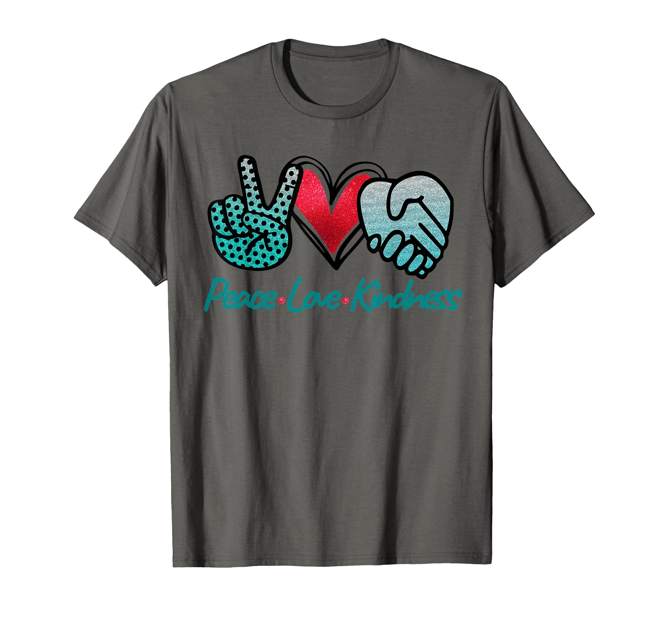 Peace Love Kindness Symbols Teal T-Shirt - Casual Everyday Wear Men Women - T-Shirt, Sweatshirt, Hoodie