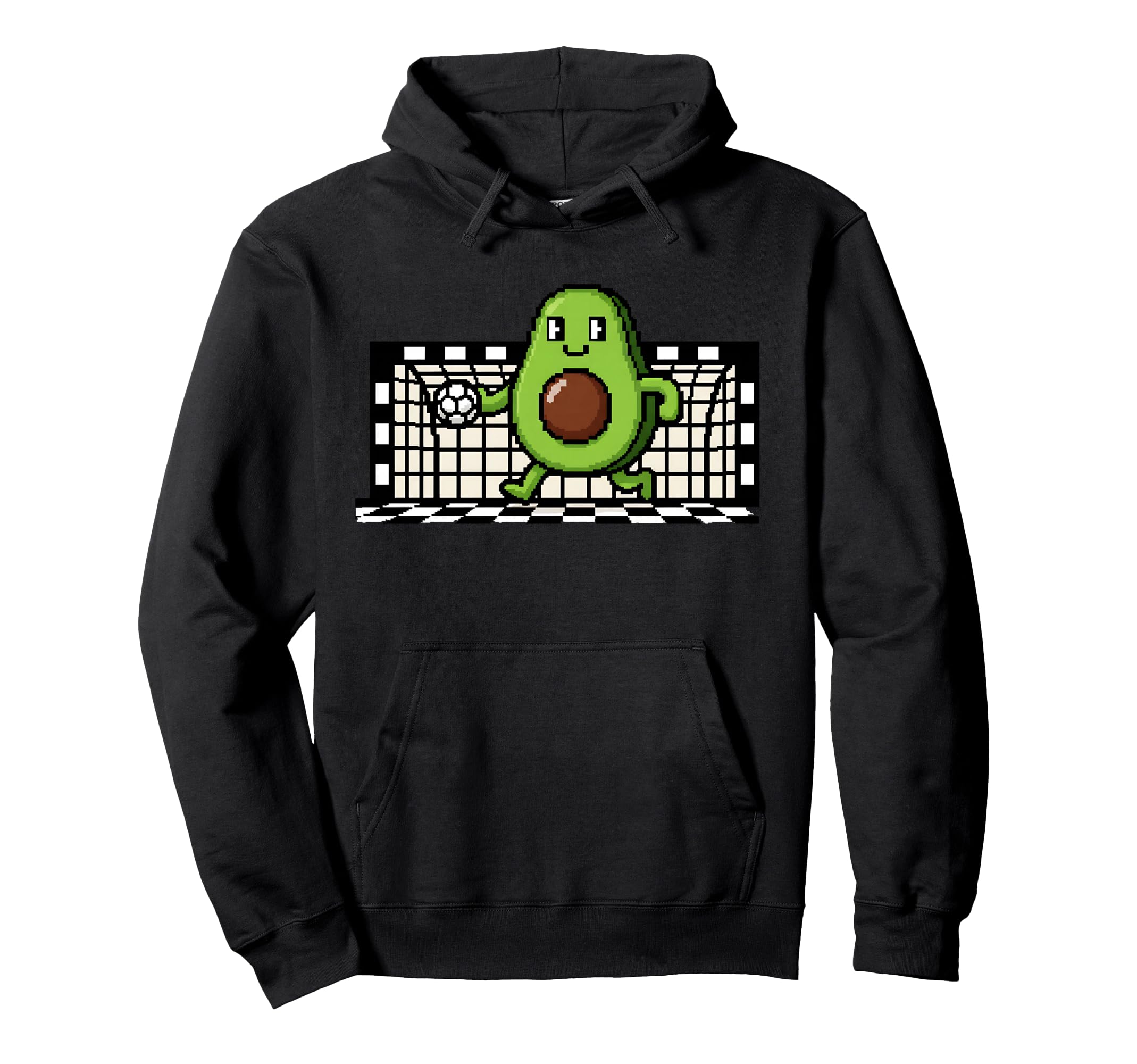 Kawaii Avocado Soccer Goalie Pixel Art Hoodie - Custom Art Print Unisex - T-Shirt, Sweatshirt, Hoodie