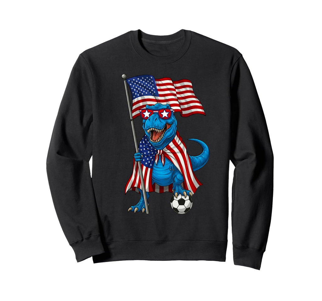 Usa Flag T Rex Soccer Patriotic Sweatshirt - Minimalist Print Unisex - T-Shirt, Sweatshirt, Hoodie
