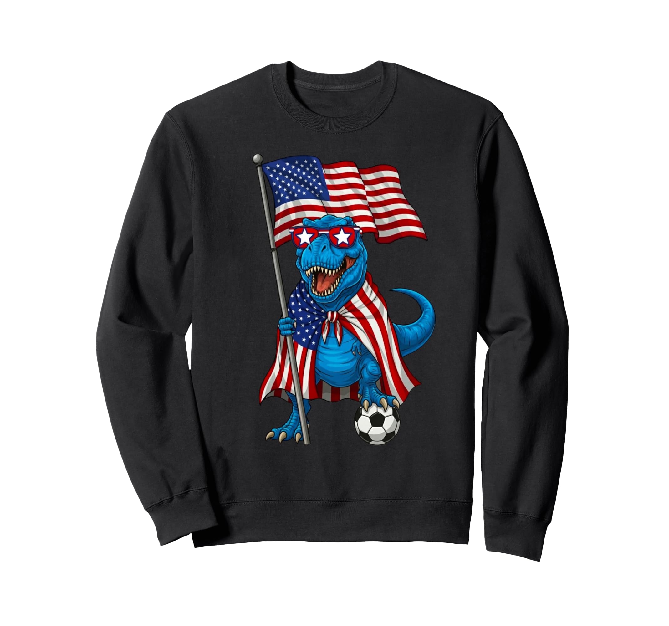 Usa Flag T Rex Soccer Patriotic Sweatshirt - Minimalist Print Unisex - T-Shirt, Sweatshirt, Hoodie
