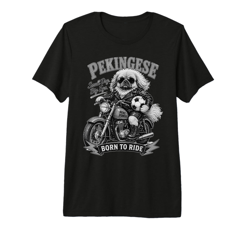 Pekingese Motorbike Love Footbal Soccer T-Shirt - Novelty Apparel Unisex - T-Shirt, Sweatshirt, Hoodie