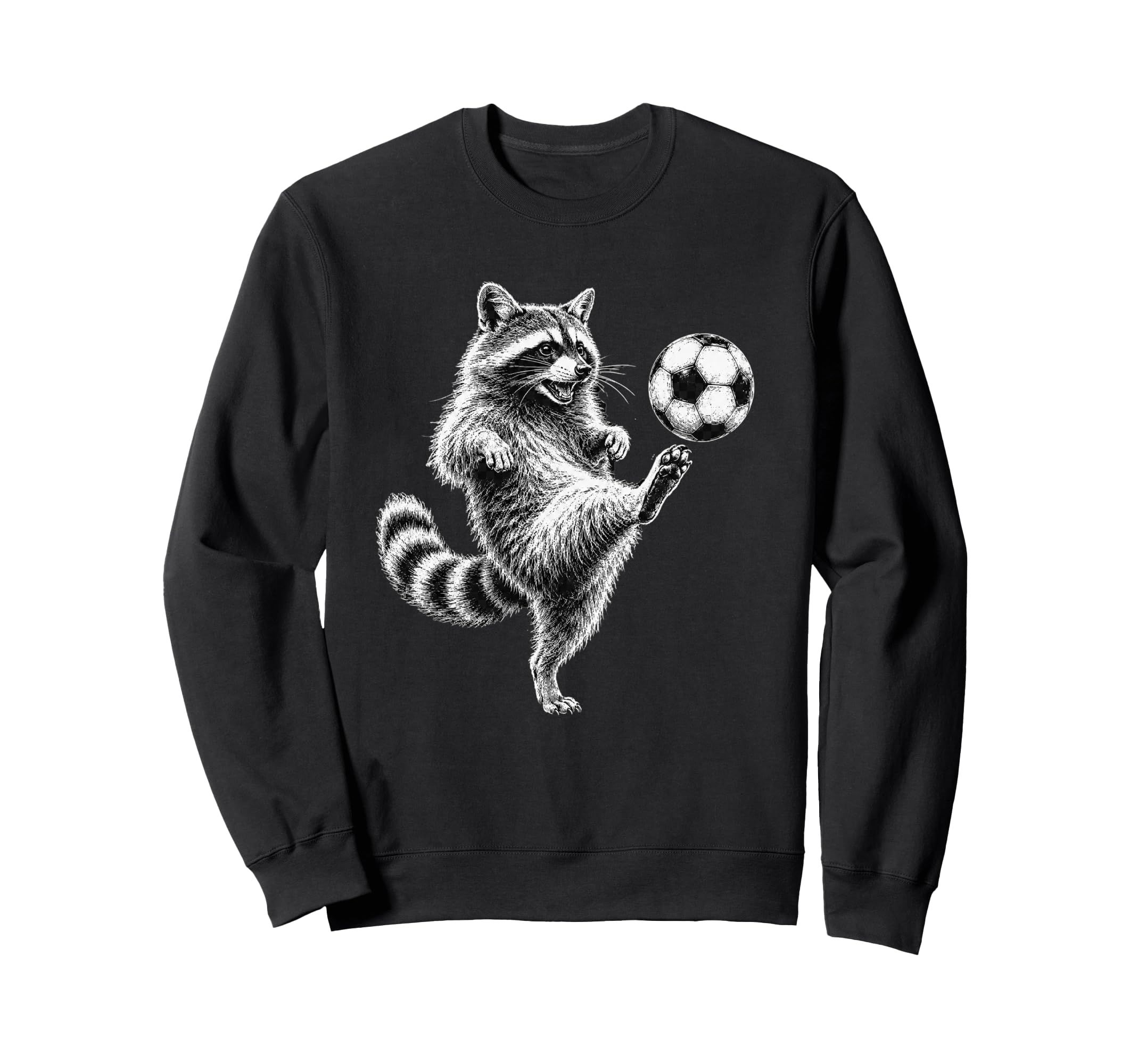 Funny Raccoon Kicking Soccer Ball Sweatshirt - Fun Novelty Design Unisex - T-Shirt, Sweatshirt, Hoodie