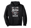Just Who Loves Cats And Soccer Gift Cat Hoodie - Graphic Print Men Women - T-Shirt, Sweatshirt, Hoodie
