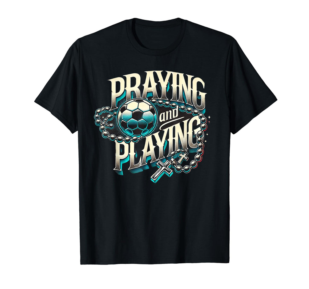 Praying Soccer Player Catholic Religious T-Shirt - Minimalist Print Unisex - T-Shirt, Sweatshirt, Hoodie