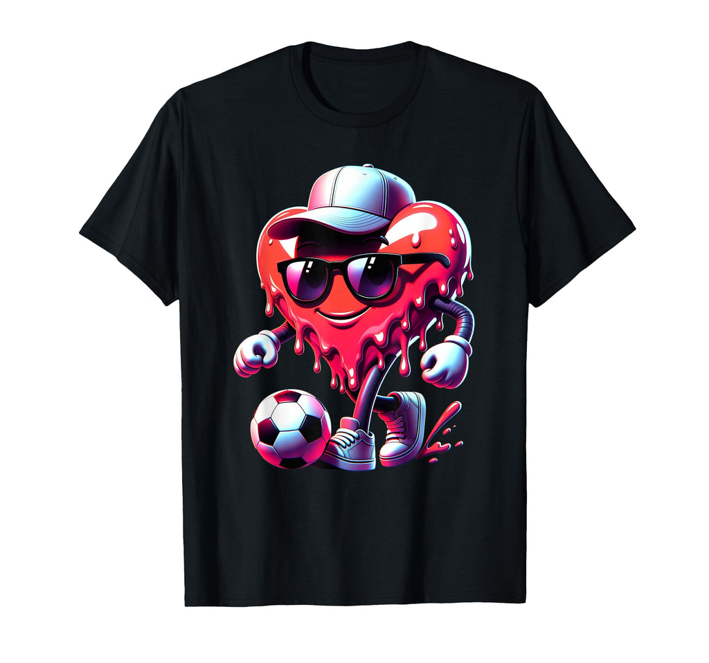 Valentine Soccer Heart Drip Sport T-Shirt - Custom Art Print Men Women - T-Shirt, Sweatshirt, Hoodie