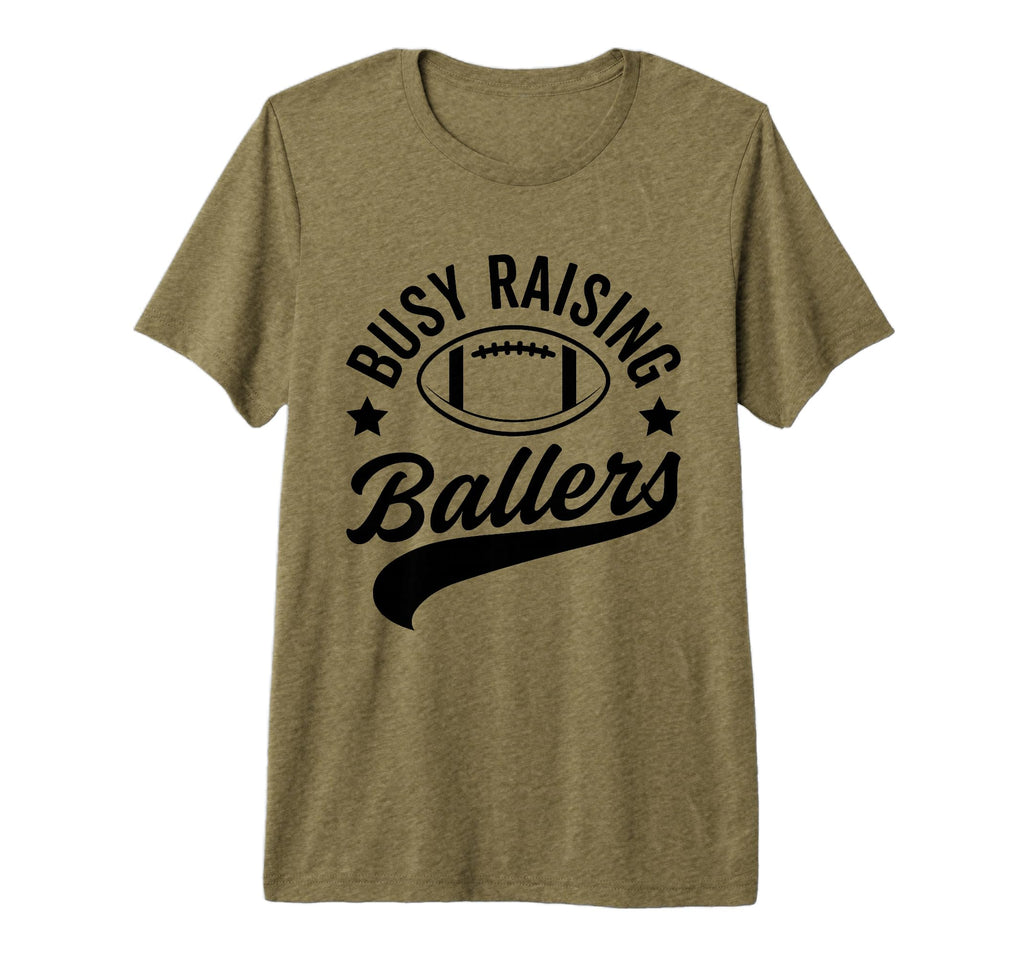 Busy Raising Ballers Football Cheer Mom T-Shirt - Trendy Graphic Men Women - T-Shirt, Sweatshirt, Hoodie