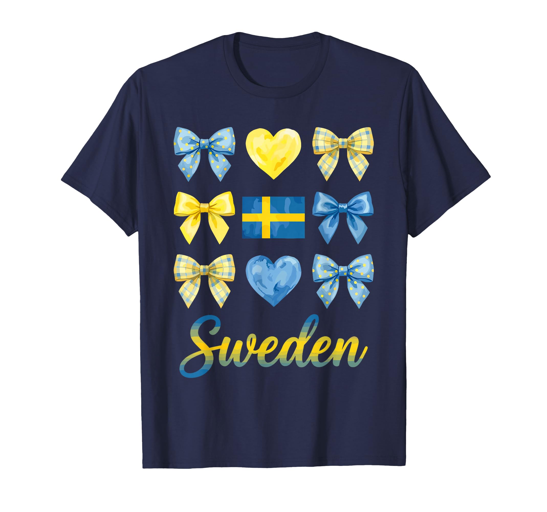 Coquette Bow Swedish Flag Sweden T-Shirt - Fun Novelty Design for Adults - T-Shirt, Sweatshirt, Hoodie