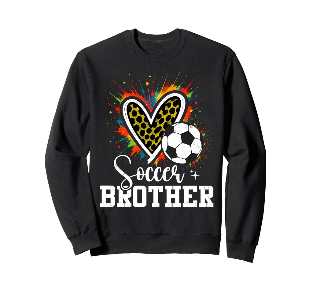 Soccer Brother Leopard Heart Colorful Sweatshirt - Aesthetic Graphic Unisex - T-Shirt, Sweatshirt, Hoodie