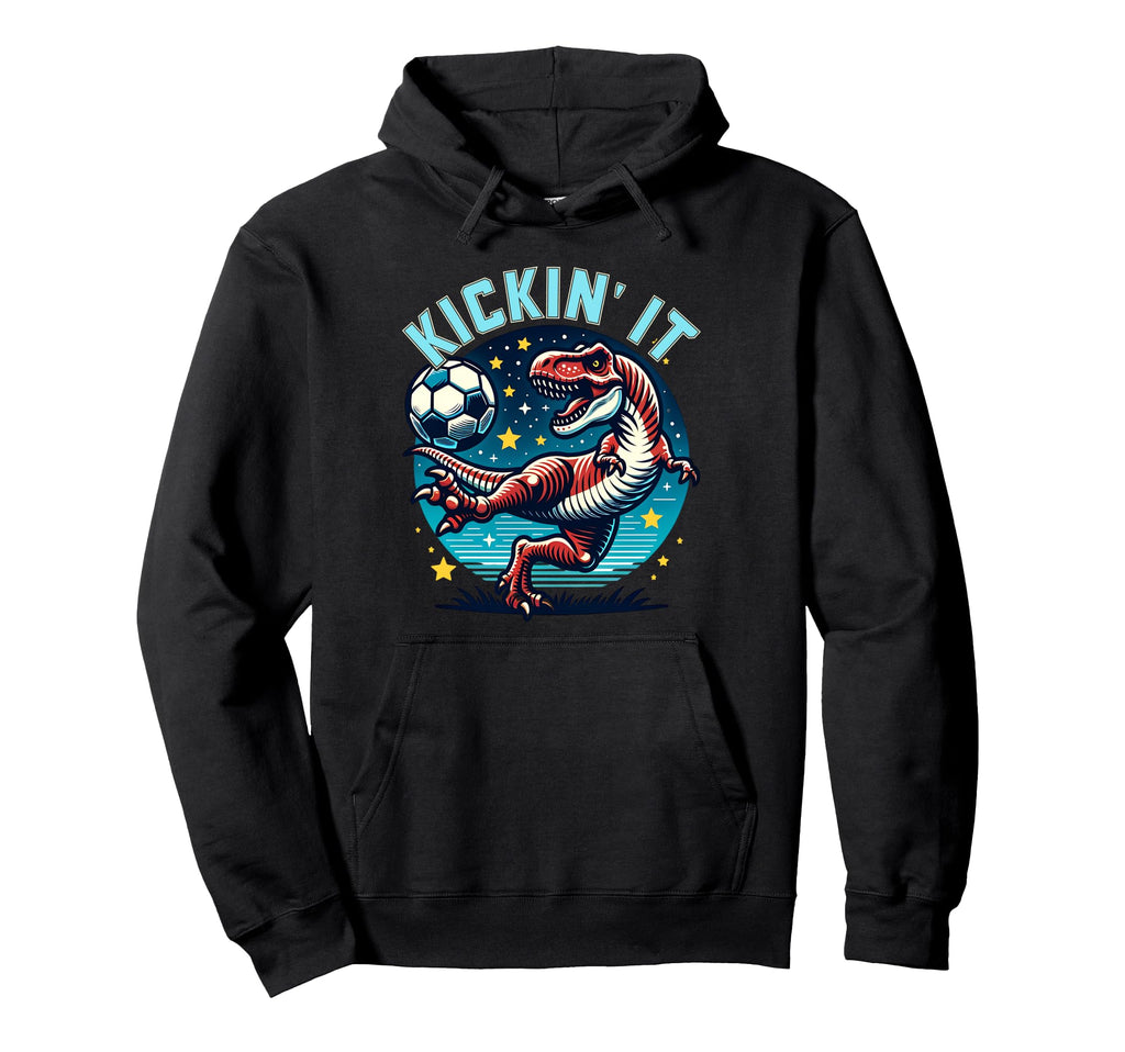 T Rex Dinosaur Soccer Player Ball Kickin It Hoodie - Trendy Graphic Unisex - T-Shirt, Sweatshirt, Hoodie
