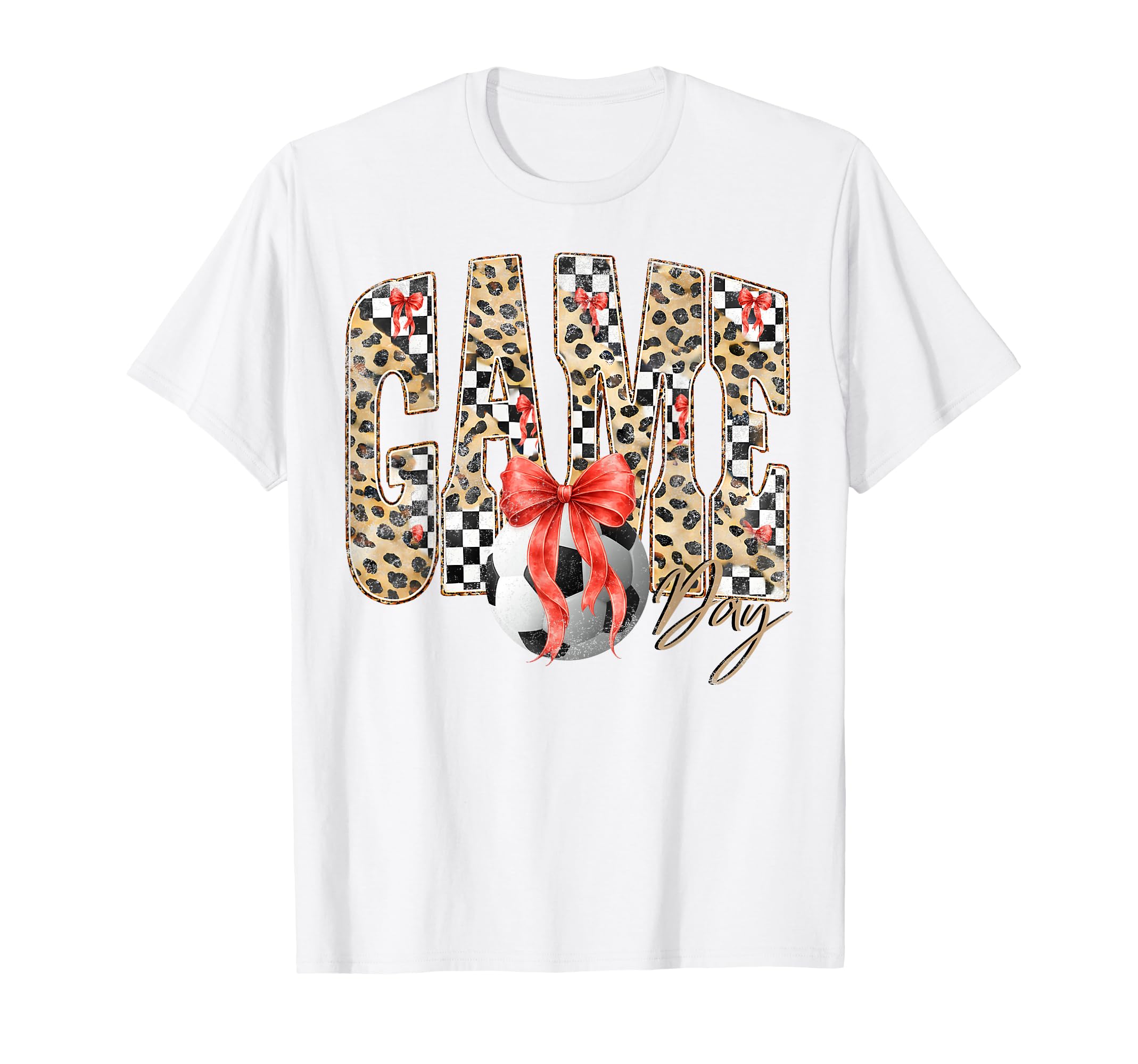 Leopard Checkered Game Day Soccer T-Shirt - Custom Art Print Men Women - T-Shirt, Sweatshirt, Hoodie
