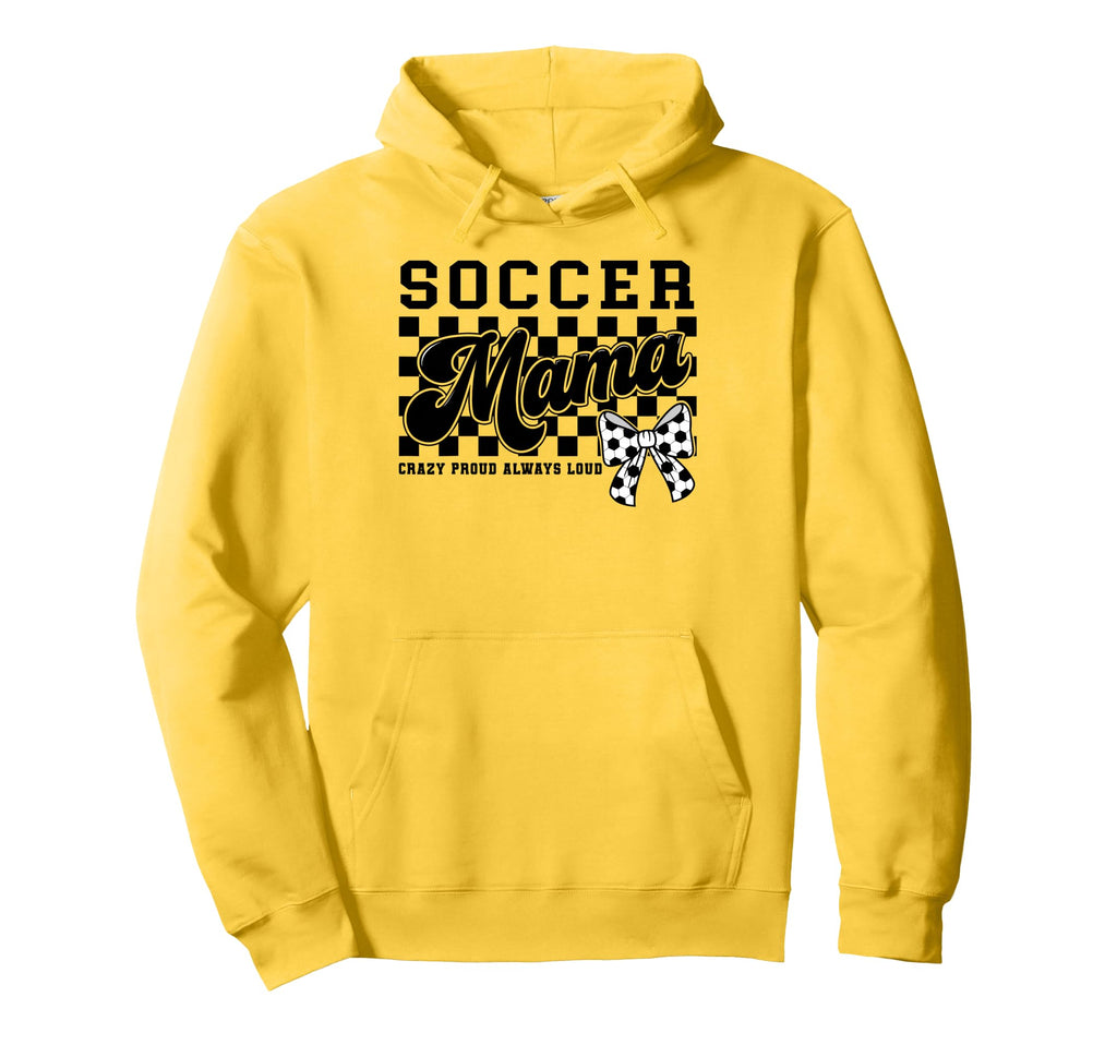 Soccer Mama Crazy Proud Always Loud Bow Hoodie - Novelty Apparel Unisex - T-Shirt, Sweatshirt, Hoodie