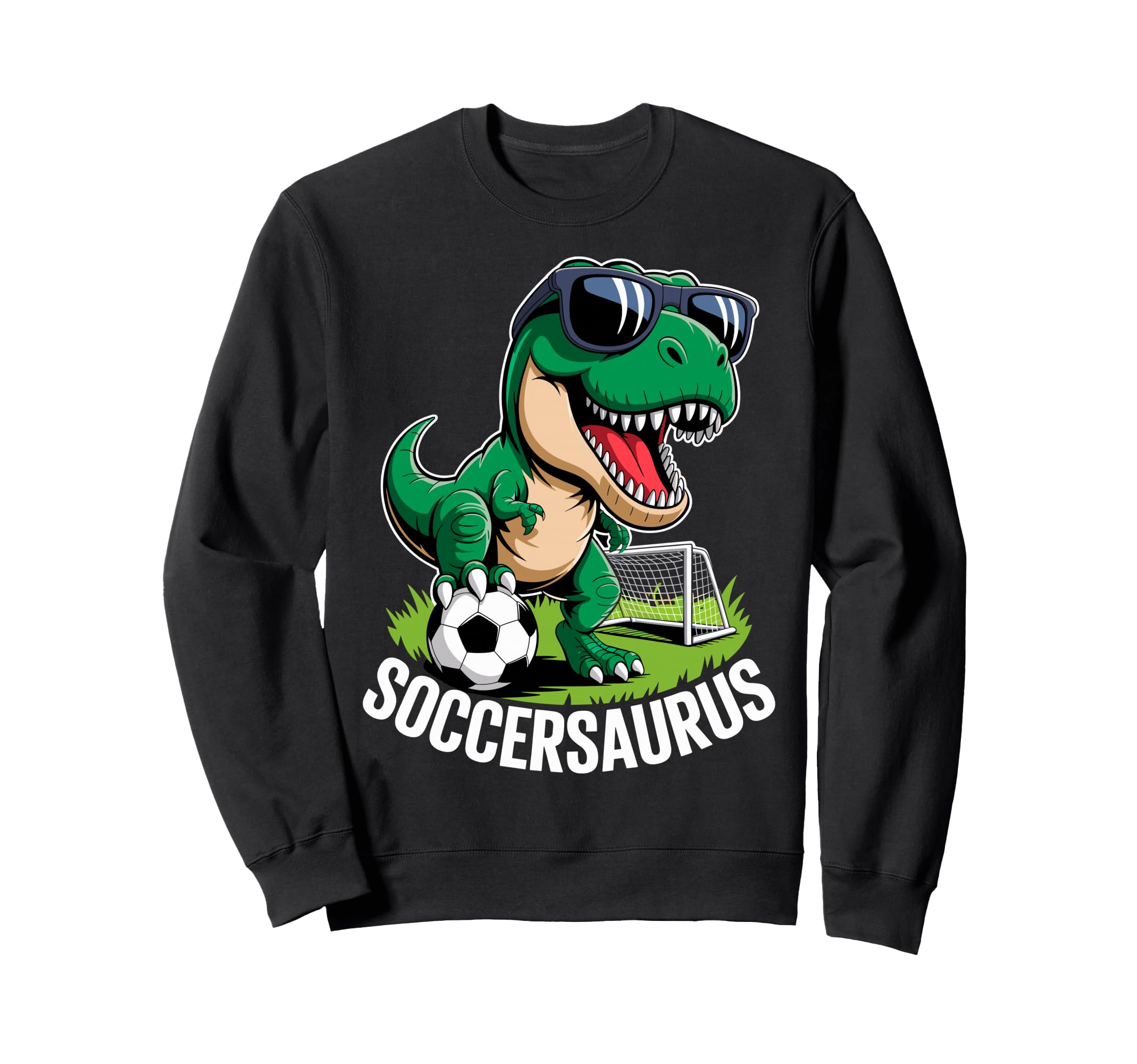 Soccersaurus Dinosaur T Rex Soccer Sweatshirt - Unique Graphic Unisex - T-Shirt, Sweatshirt, Hoodie