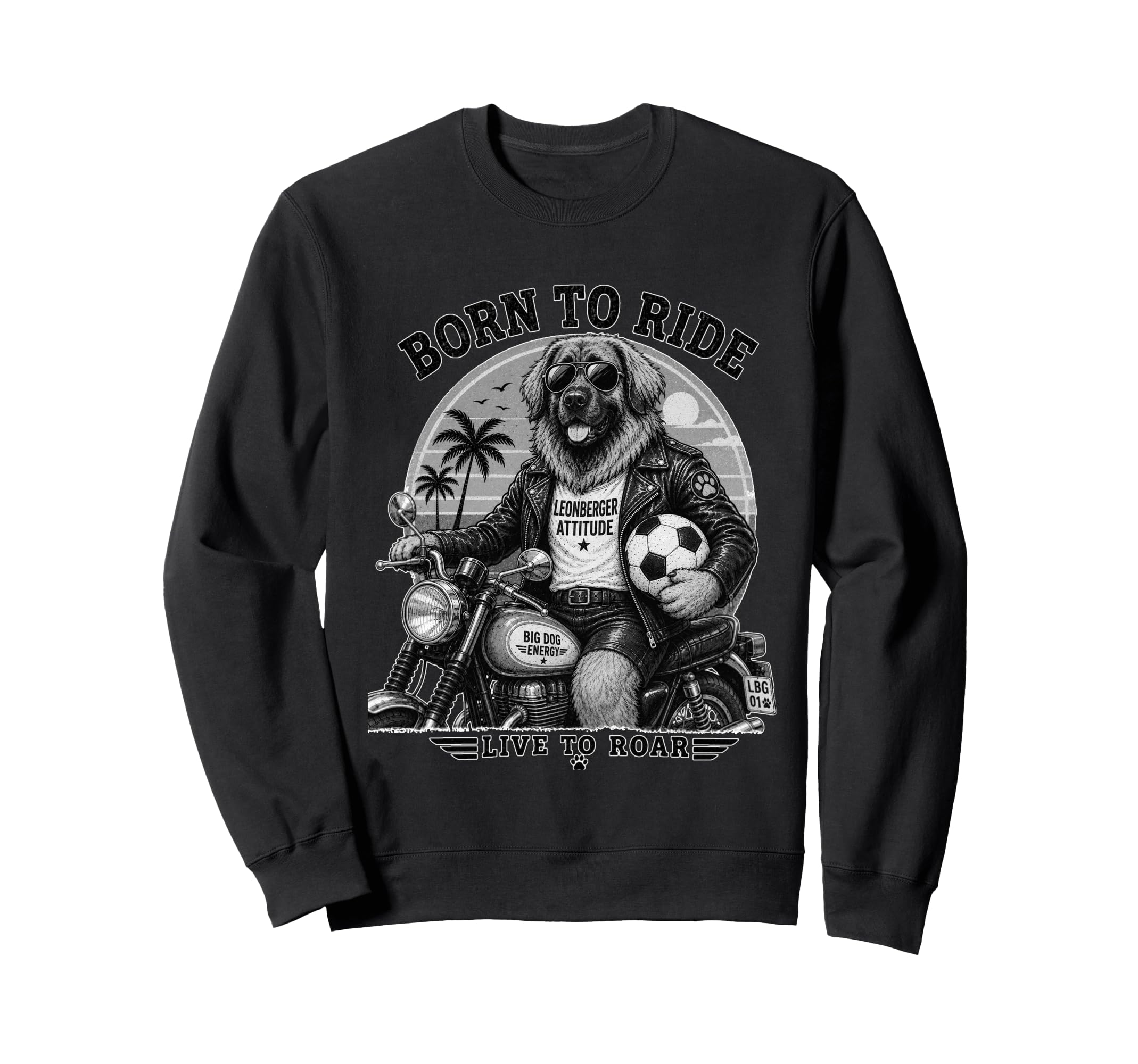 Leonberger Motorbike Love Footbal Sweatshirt - Minimalist Print for Adults - T-Shirt, Sweatshirt, Hoodie