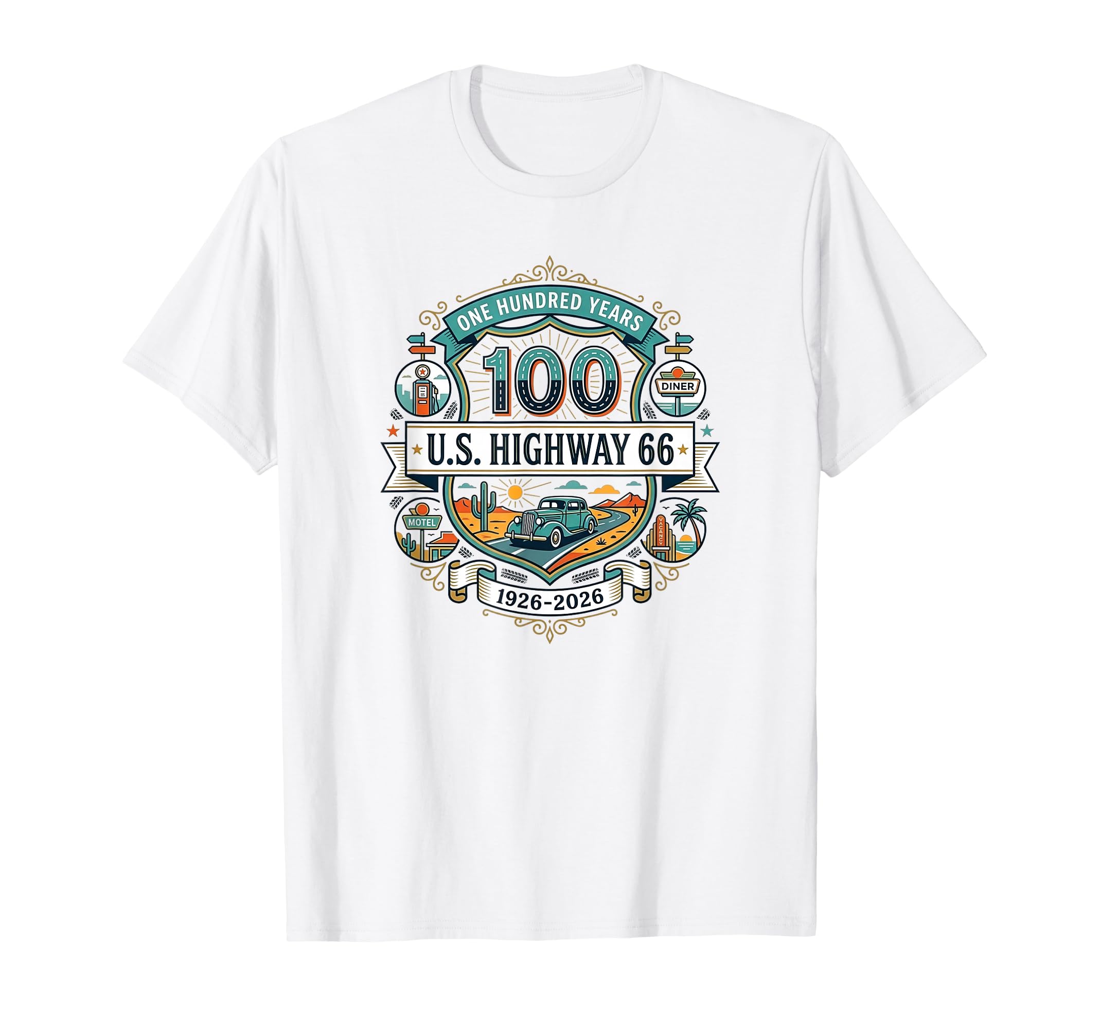 Highway 66 100 Year Centennial Anniversary T-Shirt - Trendy Graphic Unisex - T-Shirt, Sweatshirt, Hoodie