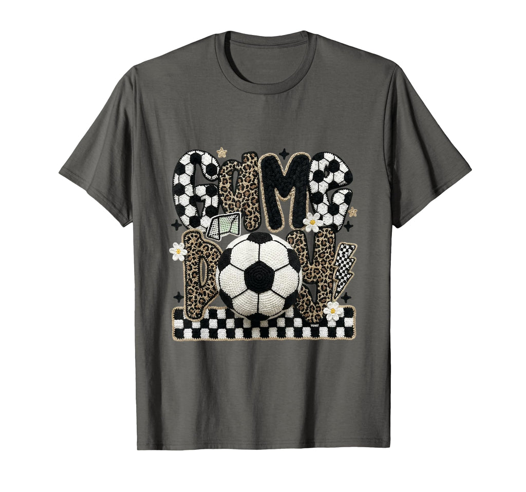 Soccer Leopard Crochet Checkered T-Shirt - Minimalist Print for Adults - T-Shirt, Sweatshirt, Hoodie