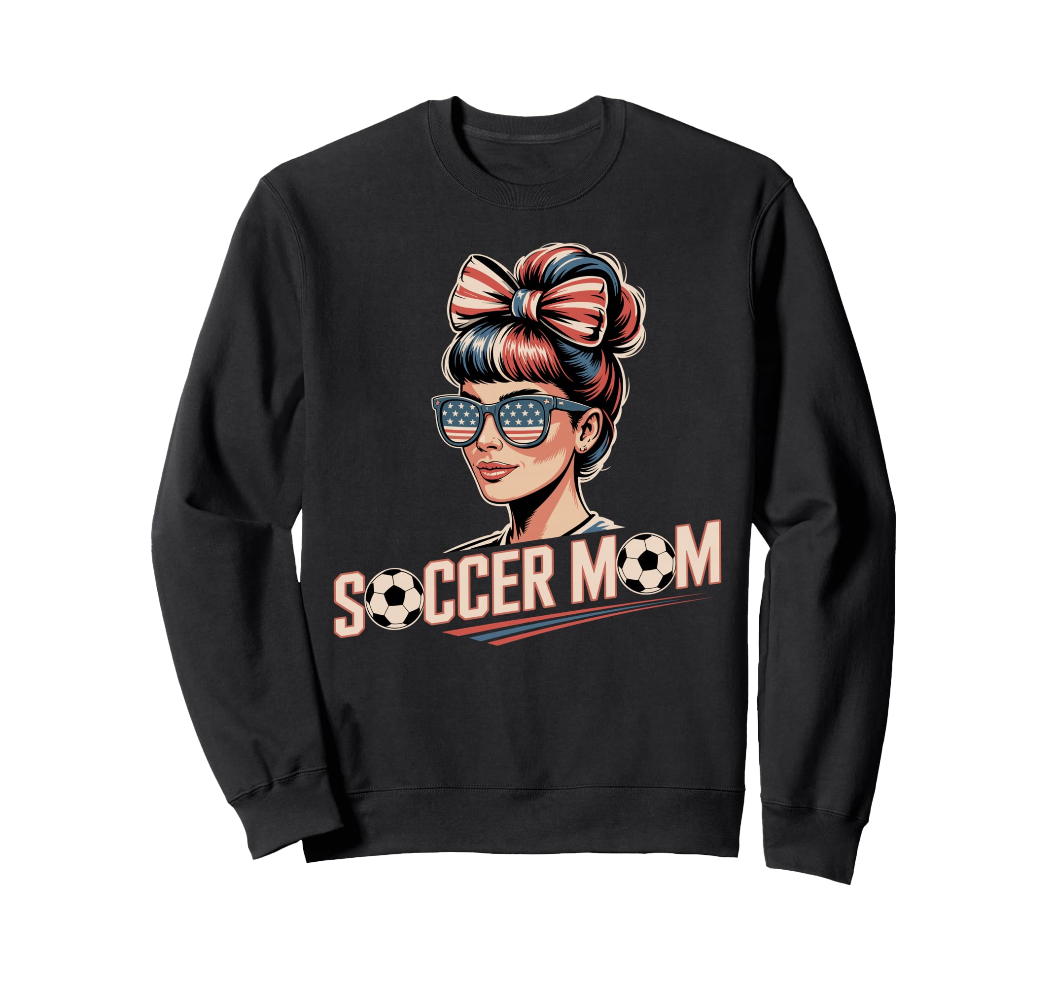 Patriotic Soccer Mom American Flag Sweatshirt - Graphic Print Unisex - T-Shirt, Sweatshirt, Hoodie