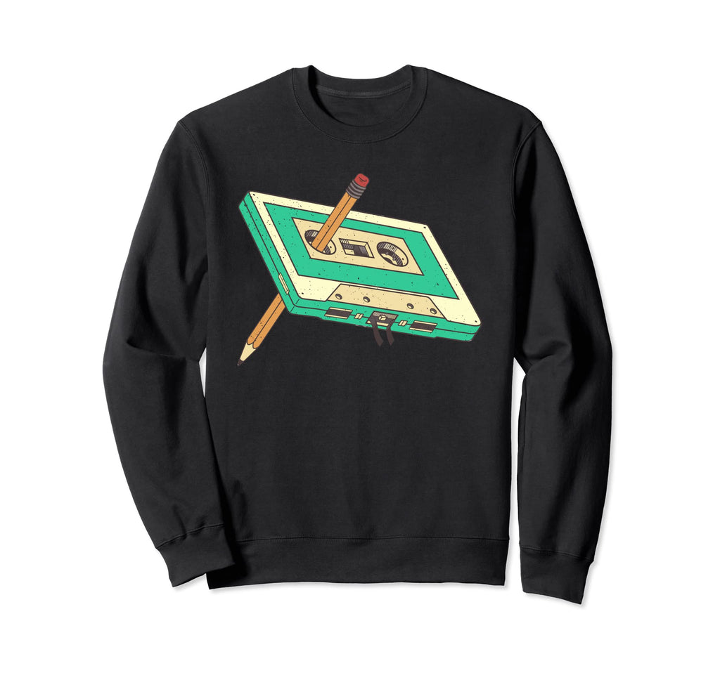 Funny 80S 90S Cassette Pencil Rewind Sweatshirt - Unique Graphic Men Women - T-Shirt, Sweatshirt, Hoodie