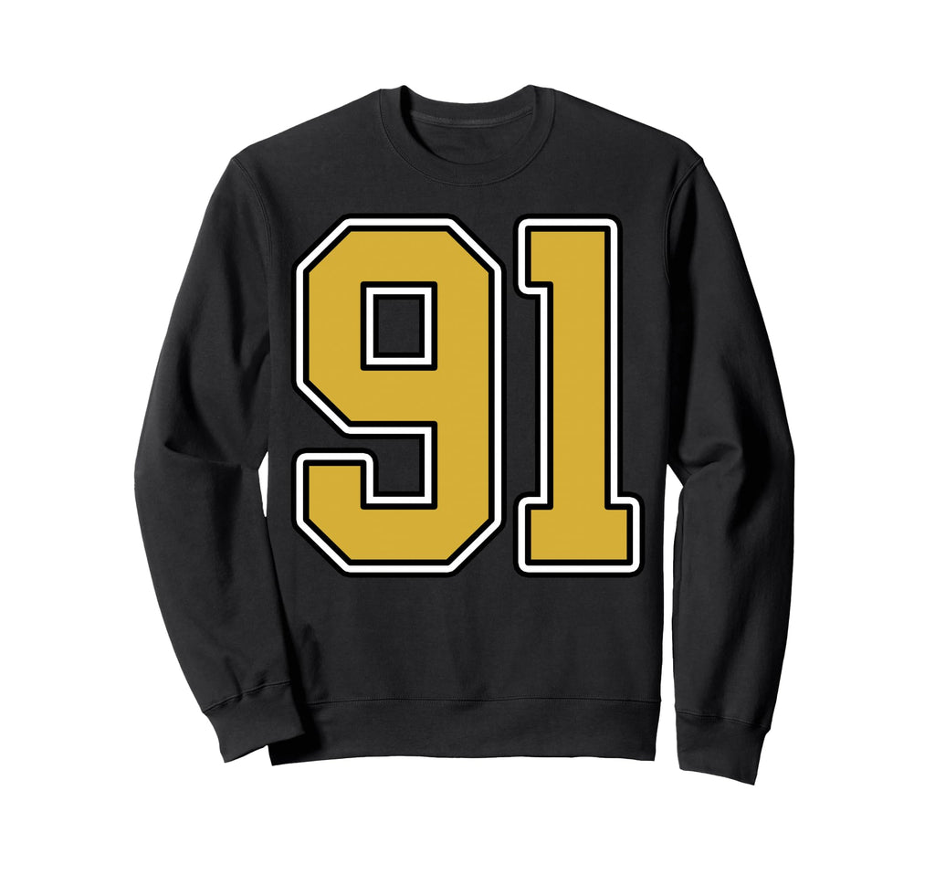 Old Gold Black White Sports Number Sweatshirt - Graphic Print for Adults - T-Shirt, Sweatshirt, Hoodie