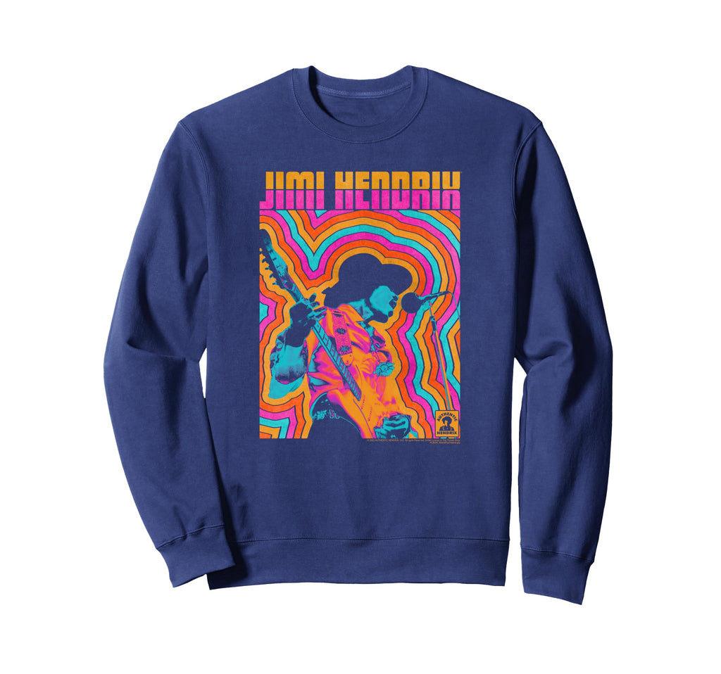 Jimi Hendrix Colorful Vibe Lines Sweatshirt - Novelty Apparel Unisex - T-Shirt, Sweatshirt, Hoodie