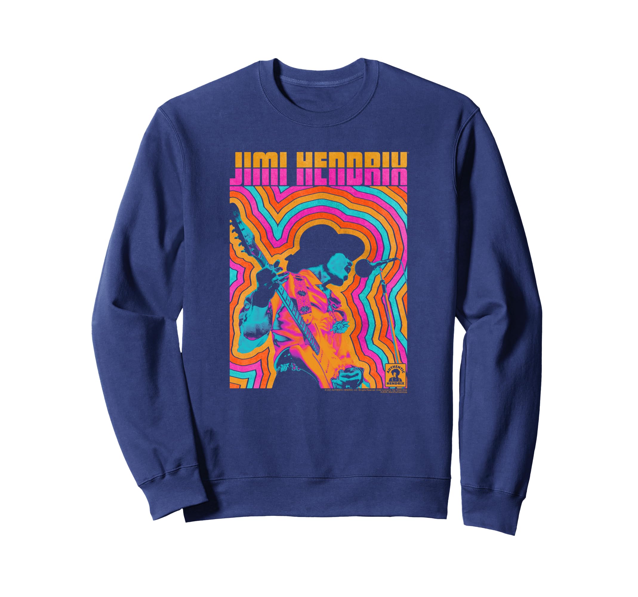 Jimi Hendrix Colorful Vibe Lines Sweatshirt - Novelty Apparel Unisex - T-Shirt, Sweatshirt, Hoodie