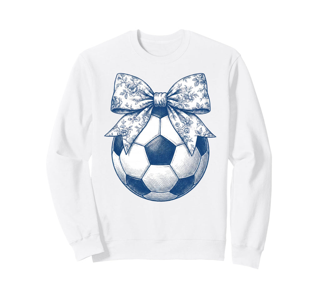 Soccer Floral Blue Toile Coquette Sweatshirt - Minimalist Print for Adults - T-Shirt, Sweatshirt, Hoodie