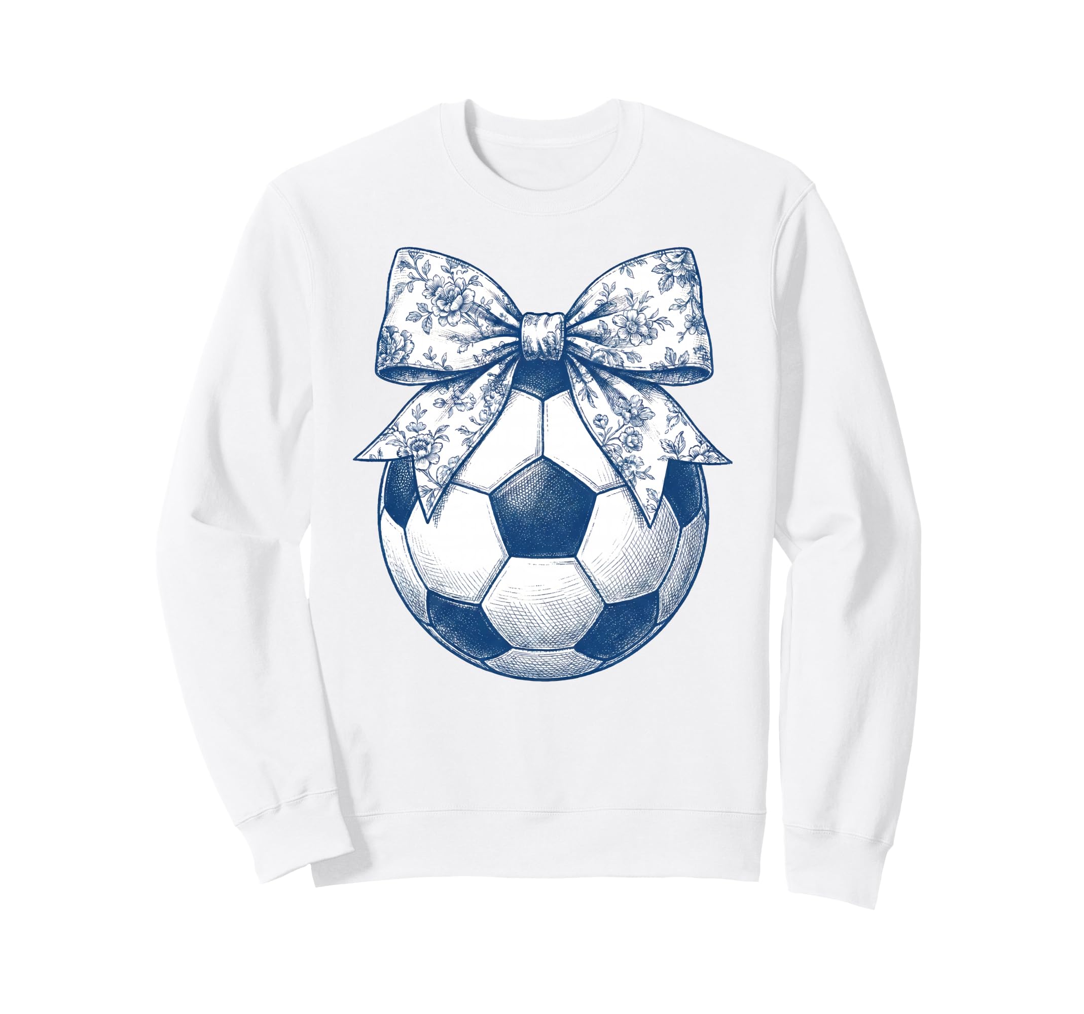Soccer Floral Blue Toile Coquette Sweatshirt - Minimalist Print for Adults - T-Shirt, Sweatshirt, Hoodie