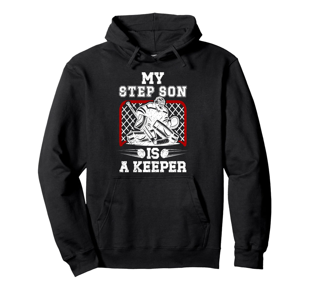 Hockey Keeper Step Dad Hockey Goalie Hoodie - Minimalist Print Unisex - T-Shirt, Sweatshirt, Hoodie