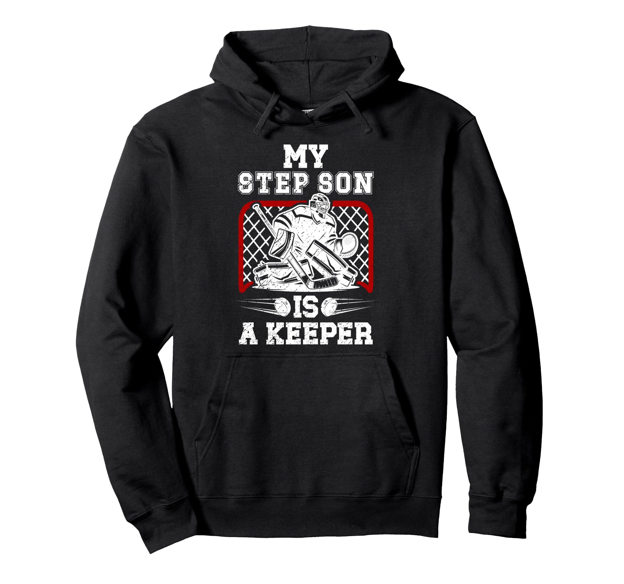 Hockey Keeper Step Dad Hockey Goalie Hoodie - Minimalist Print Unisex - T-Shirt, Sweatshirt, Hoodie