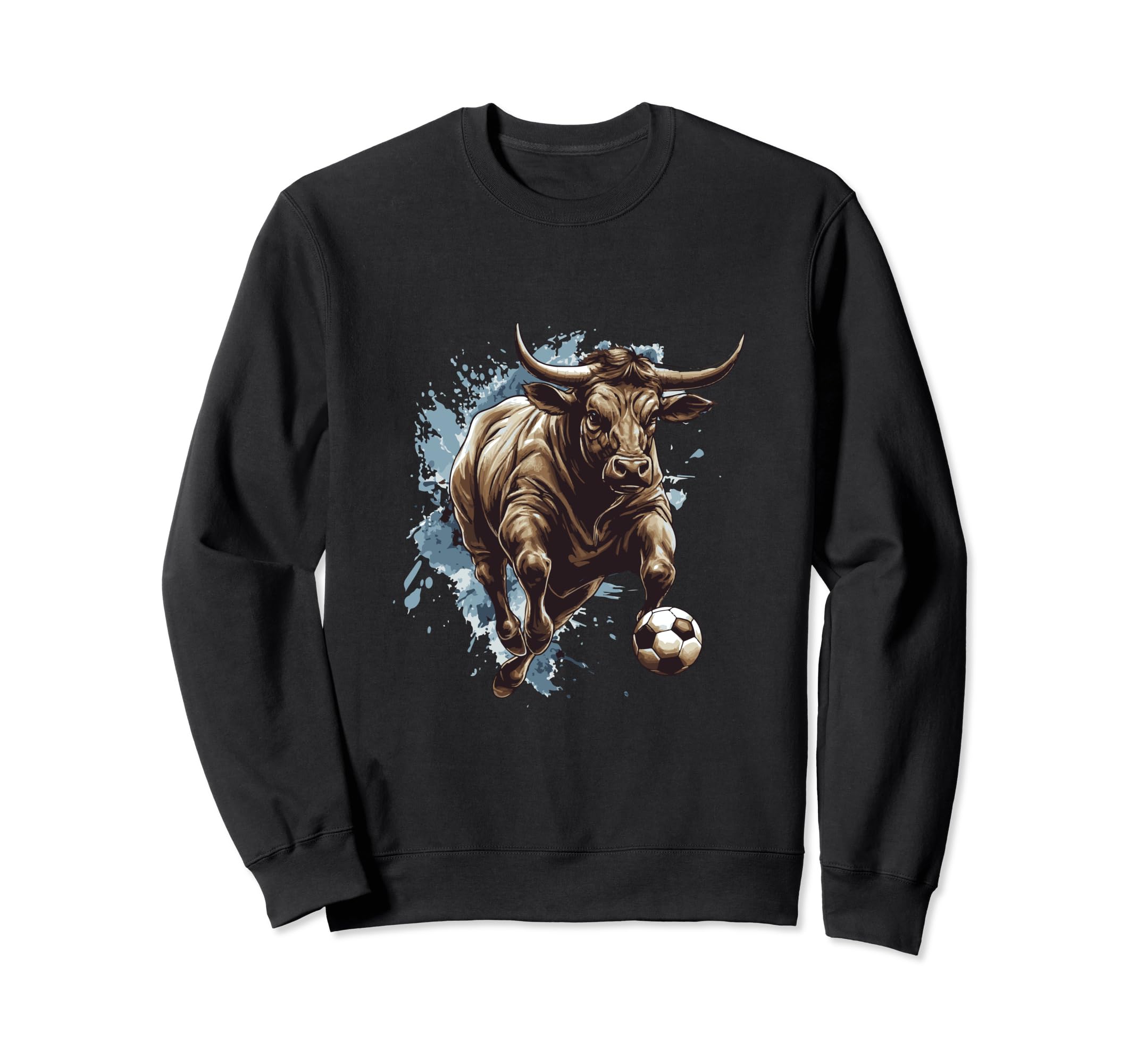 Bull Playing Soccer Funny Animal Sweatshirt - Aesthetic Graphic for Adults - T-Shirt, Sweatshirt, Hoodie