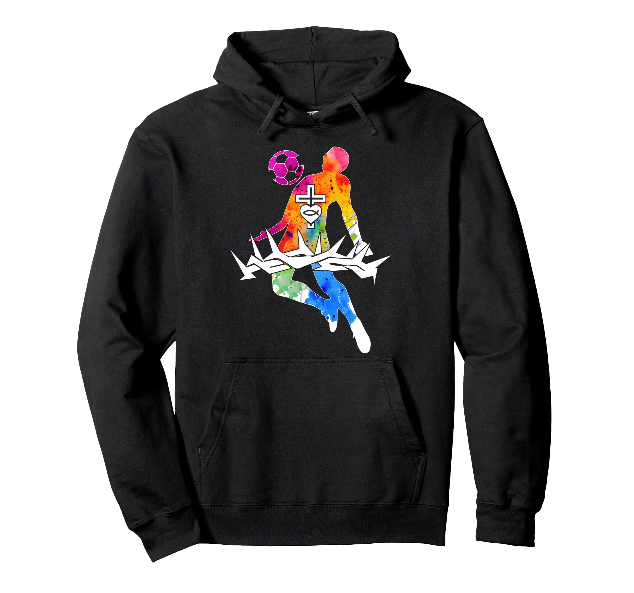 Religious Jesus Soccer Christian God Hoodie - Fun Novelty Design Unisex - T-Shirt, Sweatshirt, Hoodie