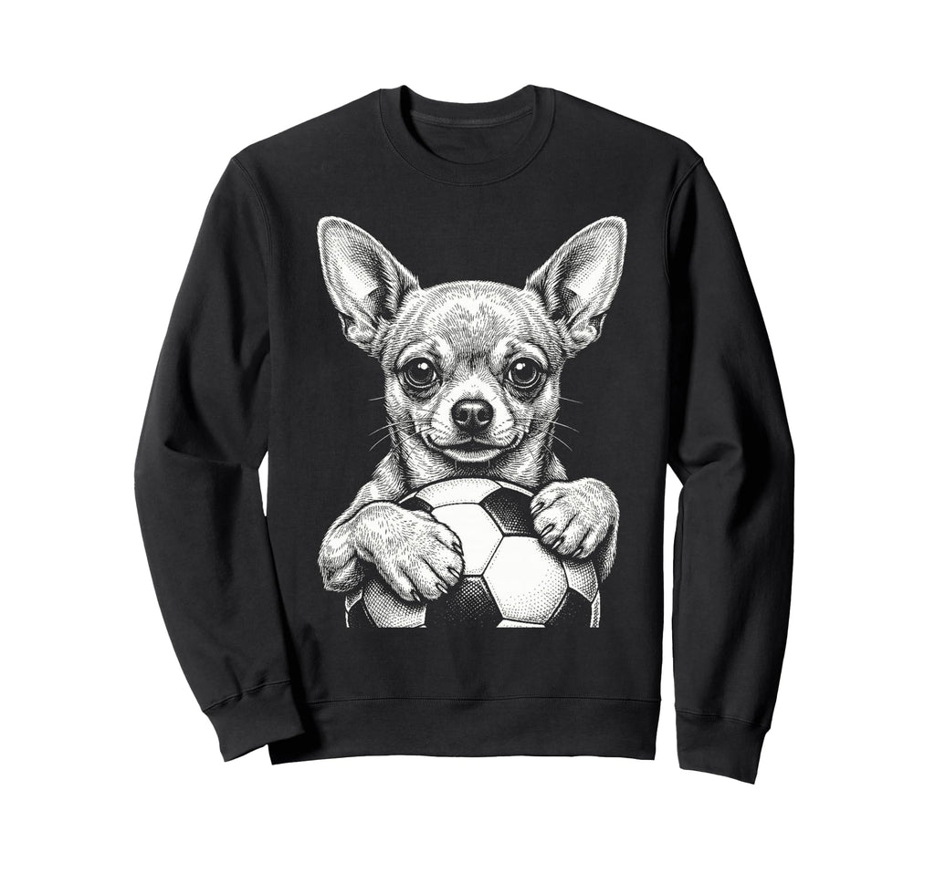 Chihuahua Dog Black White Player Sweatshirt - Aesthetic Graphic Men Women - T-Shirt, Sweatshirt, Hoodie