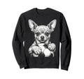 Chihuahua Dog Black White Player Sweatshirt - Aesthetic Graphic Men Women - T-Shirt, Sweatshirt, Hoodie