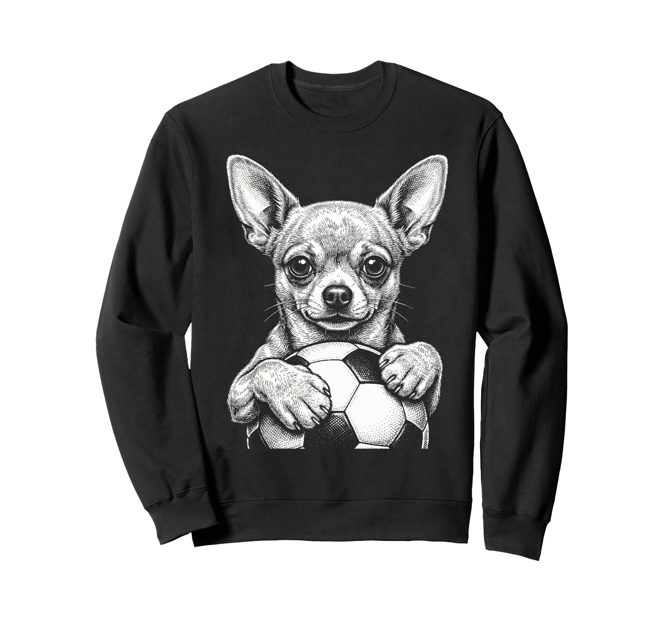 Chihuahua Dog Black White Player Sweatshirt - Aesthetic Graphic Men Women - T-Shirt, Sweatshirt, Hoodie