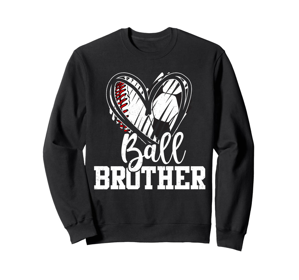 Ball Brother Heart Baseball Soccer Ball Hoodie - Custom Art Print Unisex - T-Shirt, Sweatshirt, Hoodie