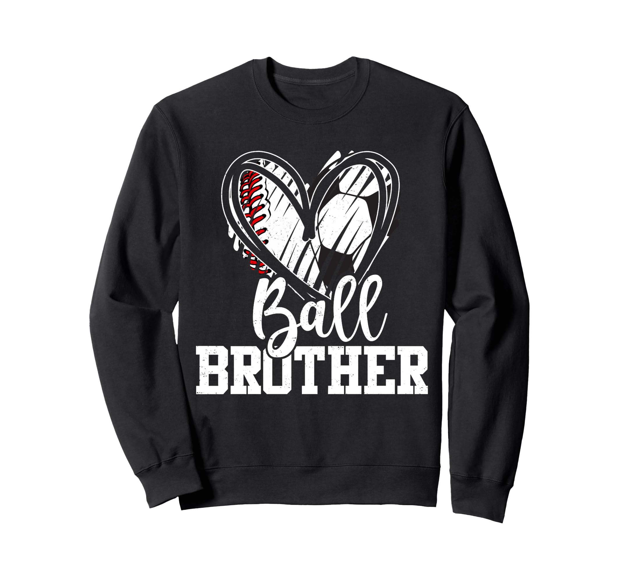 Ball Brother Heart Baseball Soccer Ball Hoodie - Custom Art Print Unisex - T-Shirt, Sweatshirt, Hoodie
