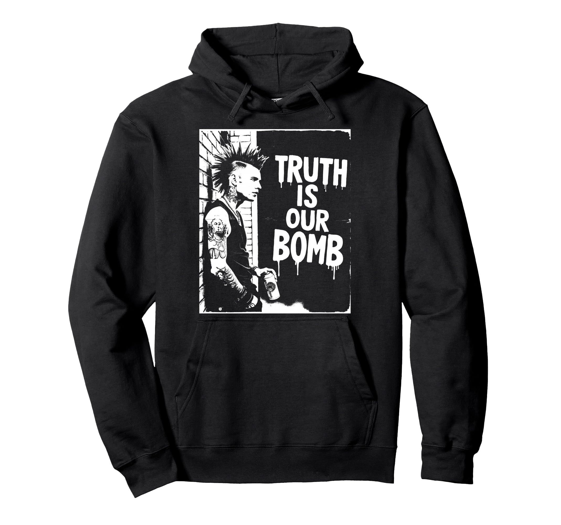 Punk Rock 90S Grunge Distressed Street Art Hoodie - Streetwear Style Unisex - T-Shirt, Sweatshirt, Hoodie