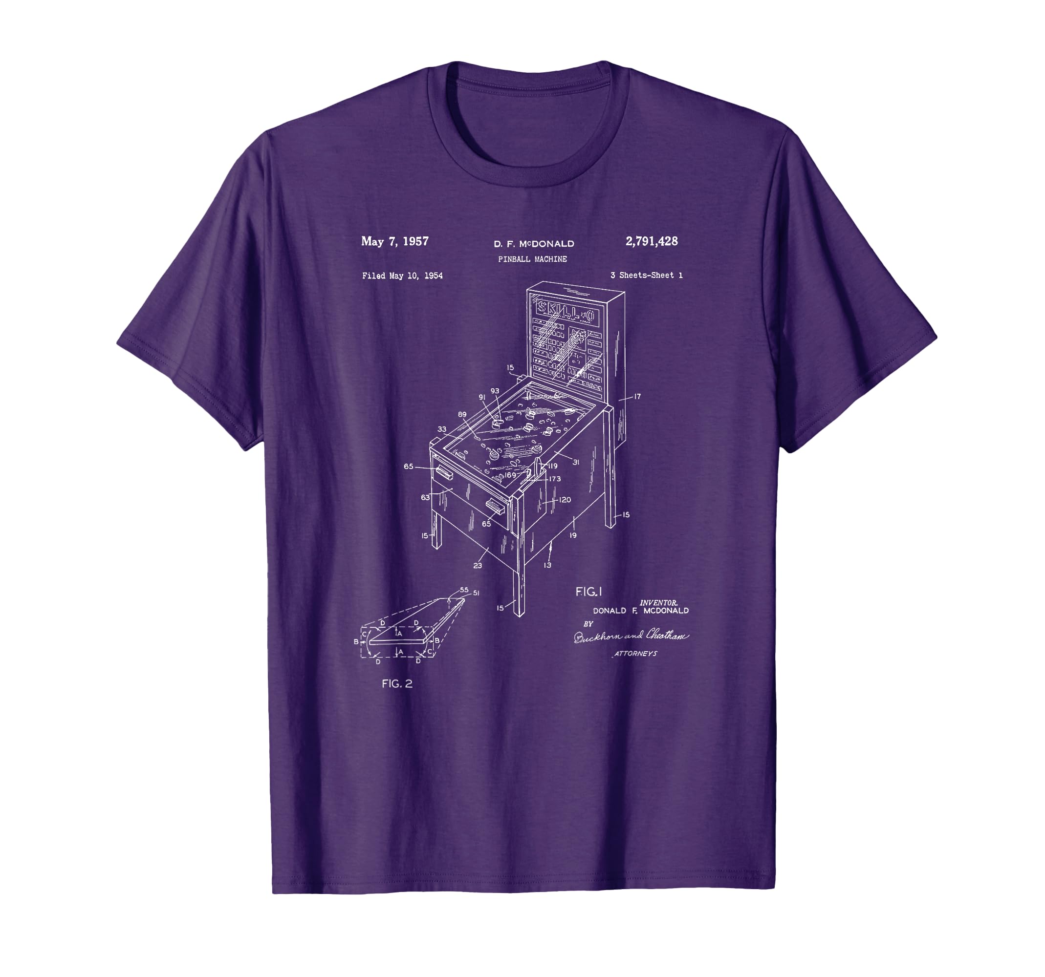 Patent 1957 Pinball Machine T-Shirt - Trendy Graphic Men Women - T-Shirt, Sweatshirt, Hoodie