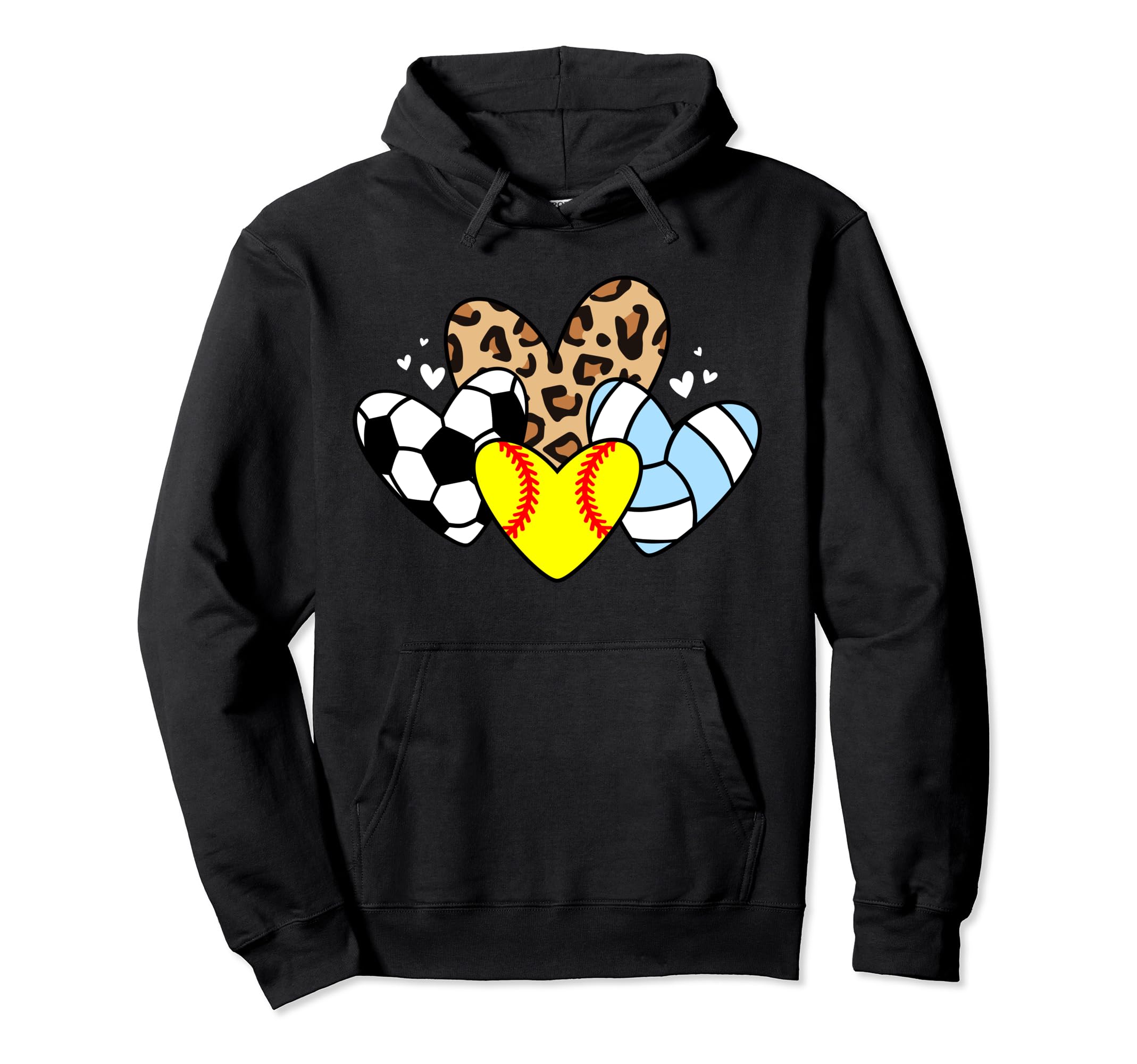 Softball Volleyball Soccer Heart Funny Hoodie - Novelty Apparel Unisex - T-Shirt, Sweatshirt, Hoodie