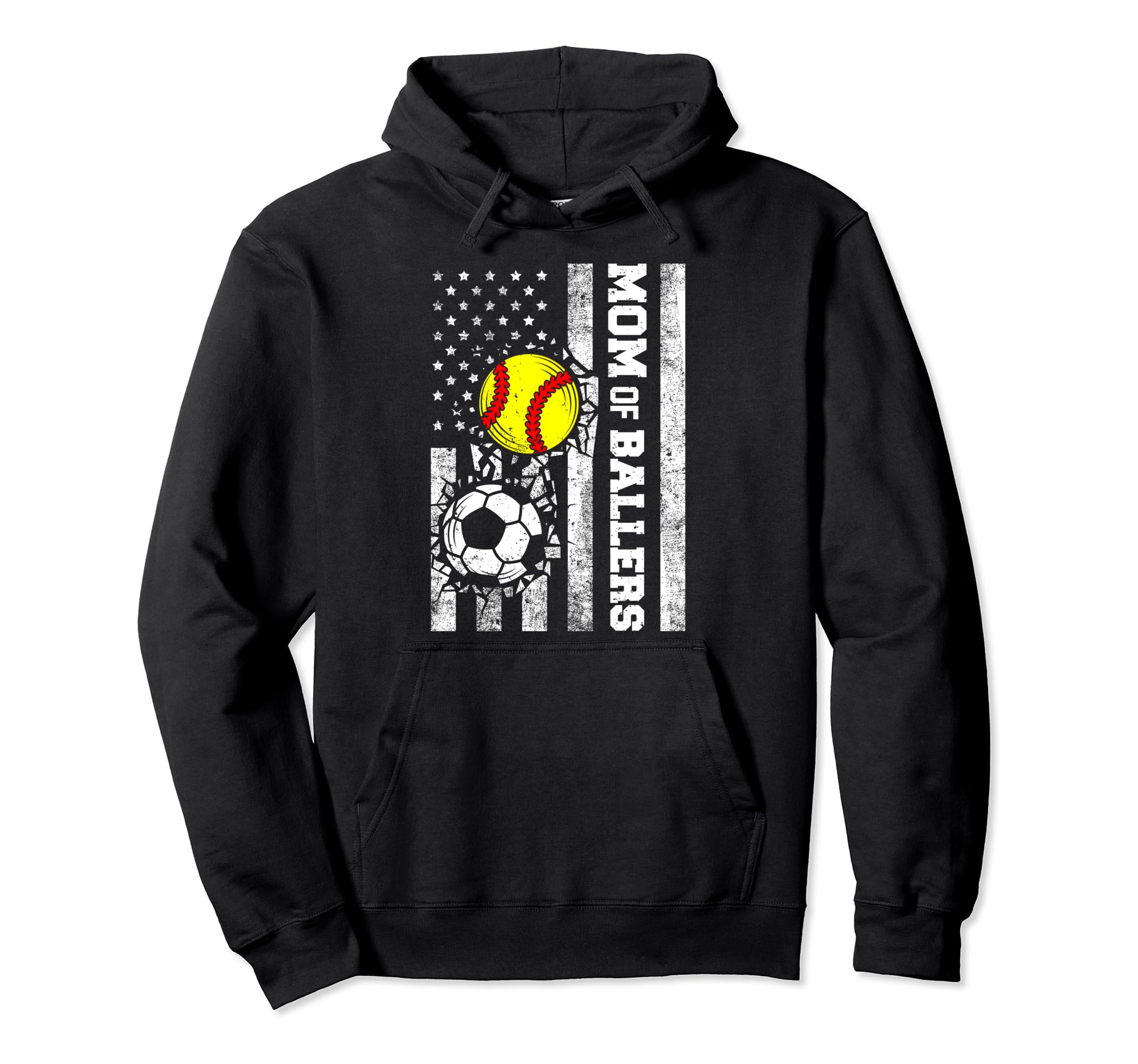 Mom Ballers Funny Usa Flag Soccer Hoodie - Fun Novelty Design Men Women - T-Shirt, Sweatshirt, Hoodie