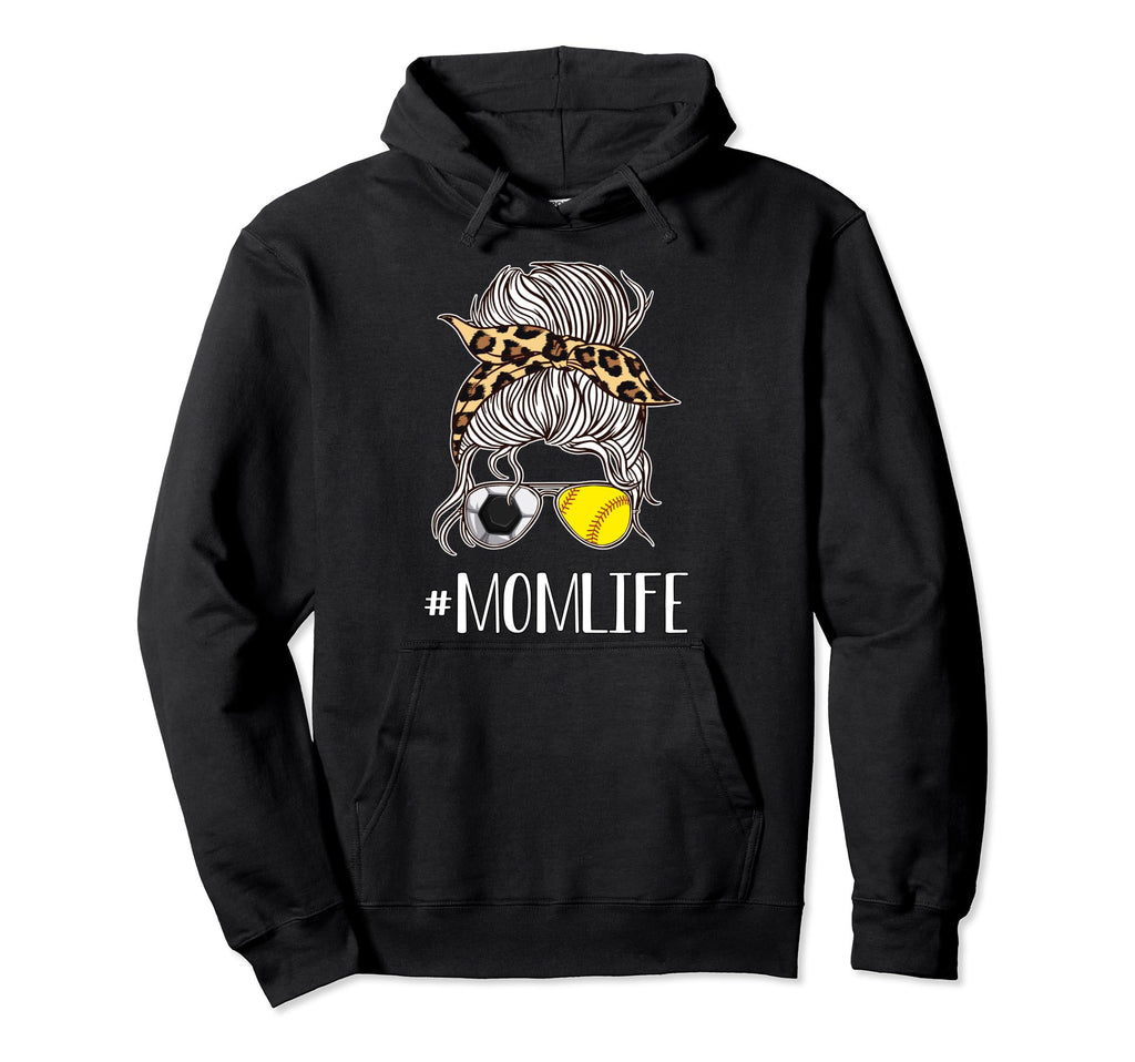 Soccer And Softball Mom Life Momlife Leopard Hoodie - Graphic Print Unisex - T-Shirt, Sweatshirt, Hoodie