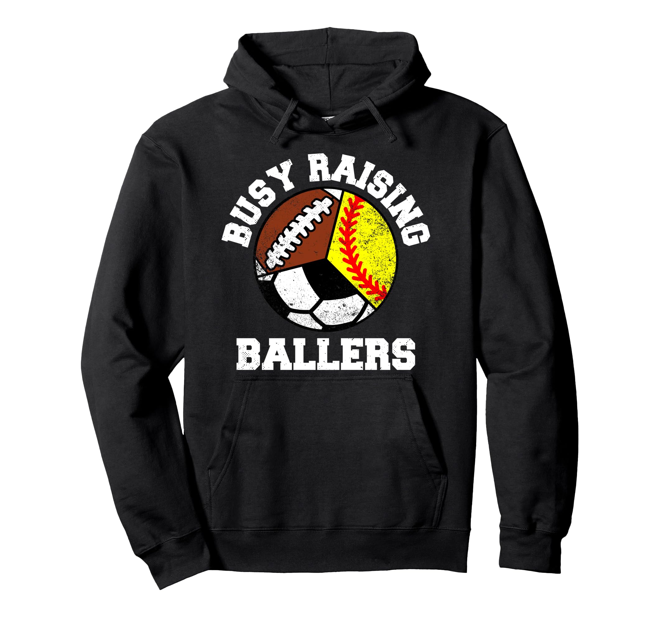 Busy Raising Ballers Funny Softball Hoodie - Fun Novelty Design for Adults - T-Shirt, Sweatshirt, Hoodie
