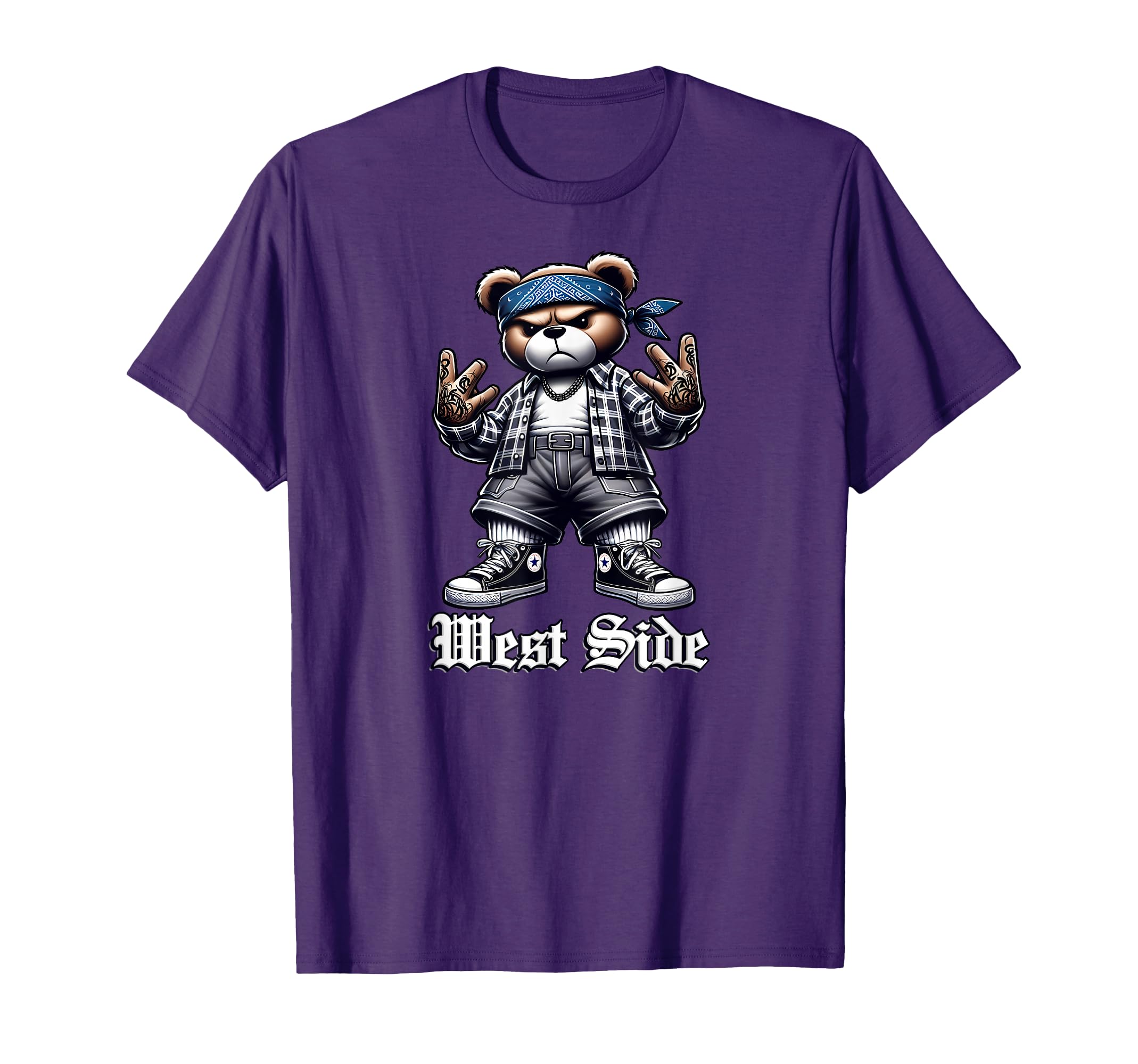 West Coast Hip Hop Teddy Bear Old T-Shirt - Aesthetic Graphic Unisex - T-Shirt, Sweatshirt, Hoodie