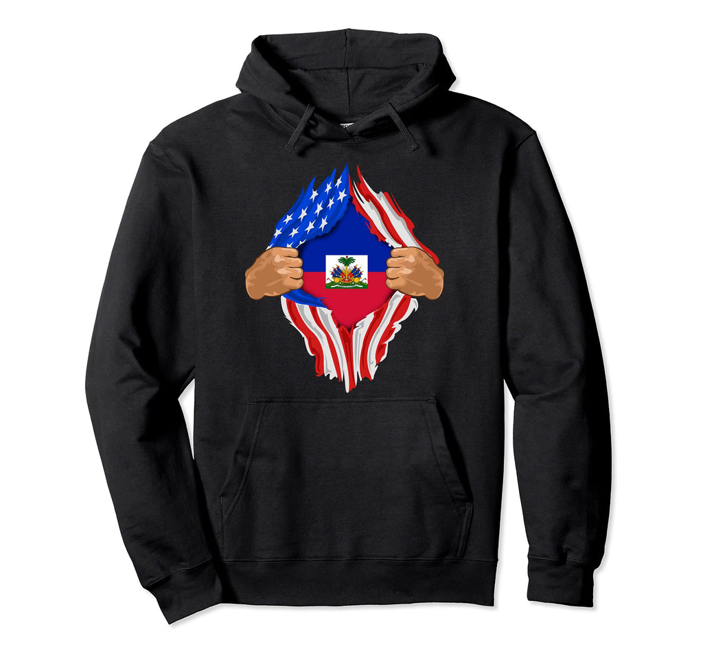 Haitian Blood Inside Me Haiti Flag Gift Hoodie - Graphic Print Men Women - T-Shirt, Sweatshirt, Hoodie