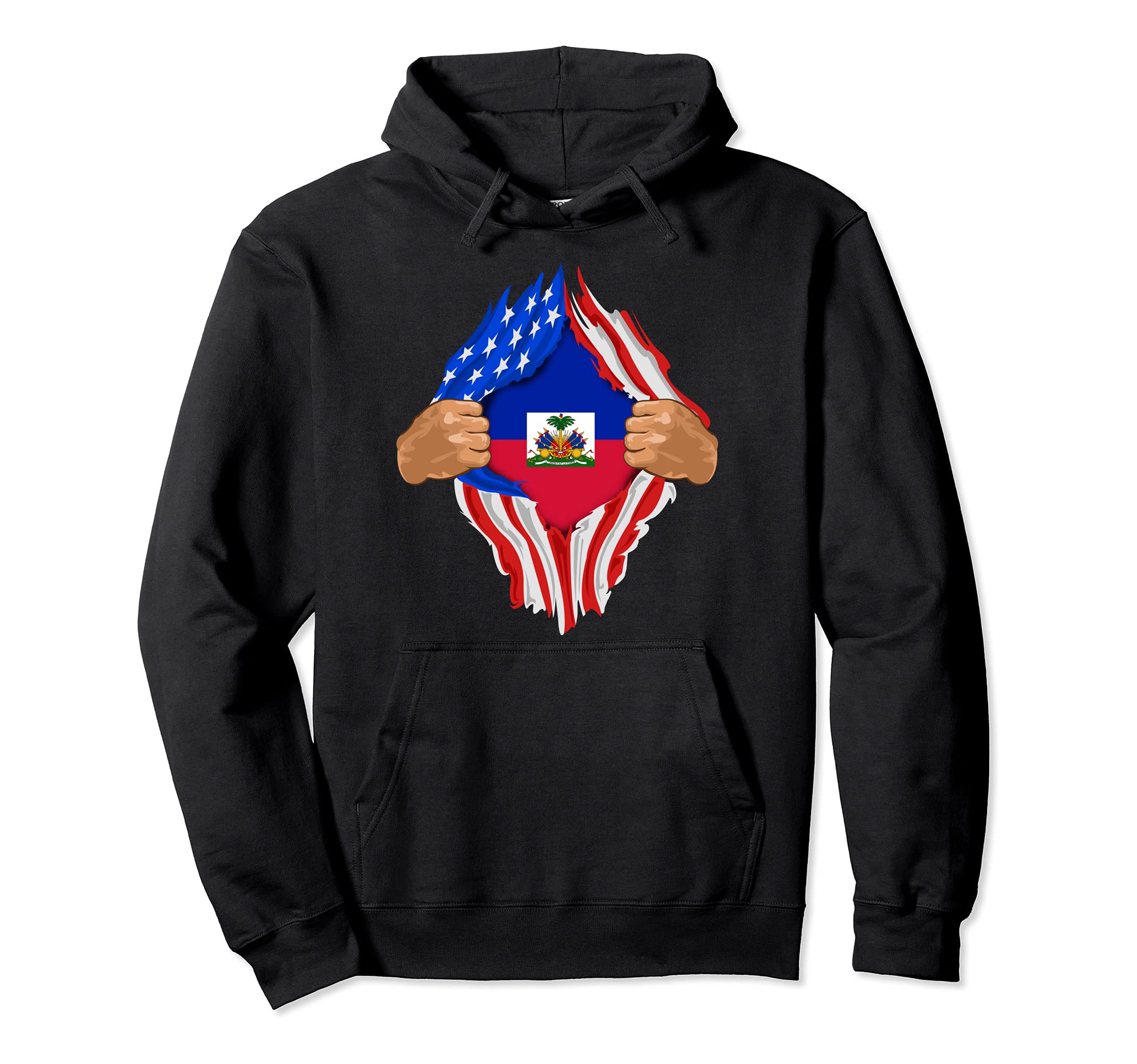 Haitian Blood Inside Me Haiti Flag Gift Hoodie - Graphic Print Men Women - T-Shirt, Sweatshirt, Hoodie