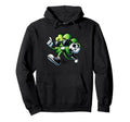 Funny Leaf Clover Shamrock Playing Soccer Hoodie - Minimalist Print Unisex - T-Shirt, Sweatshirt, Hoodie