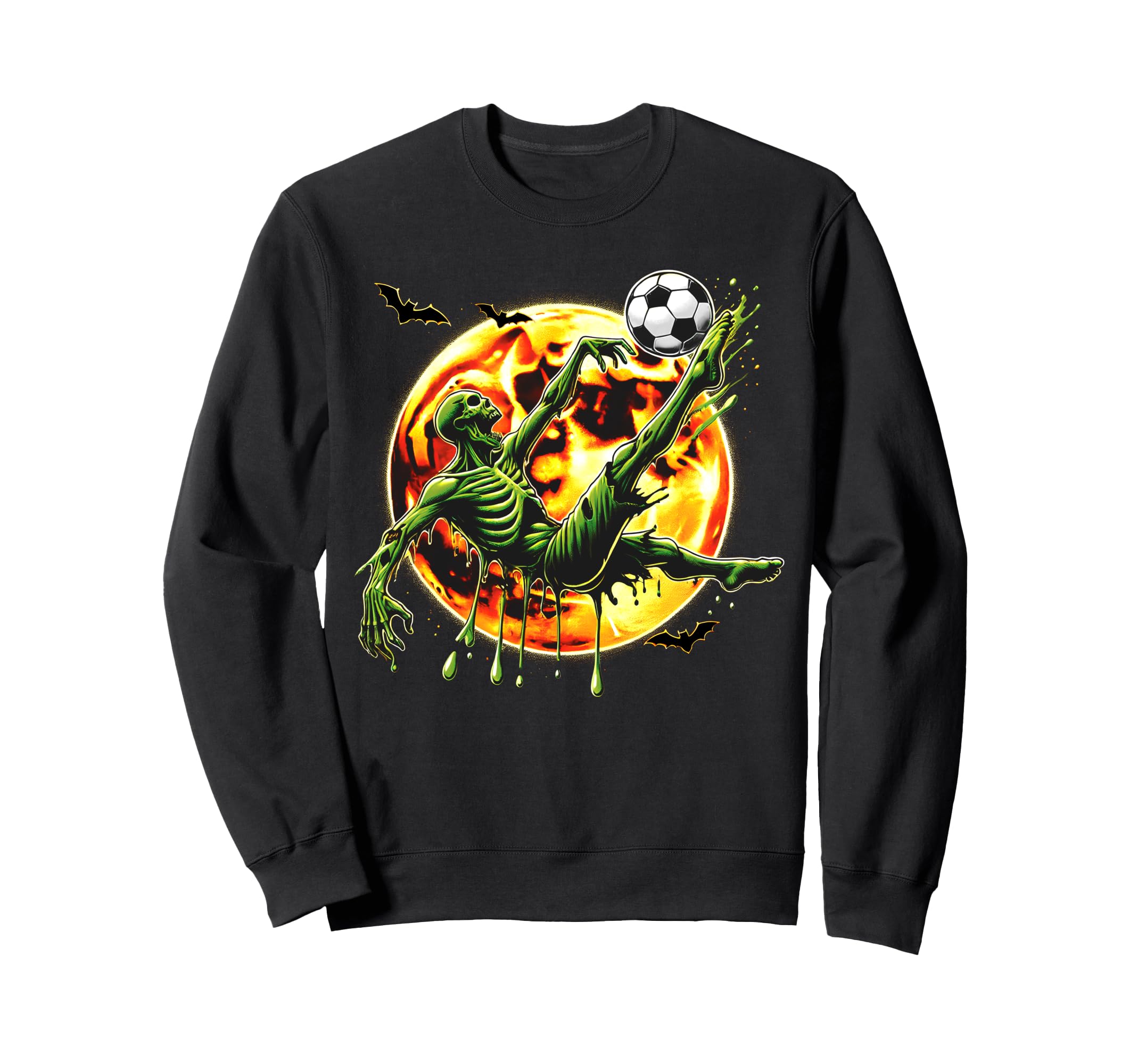 Spooky Zombie Playing Soccer Halloween Sweatshirt - Graphic Print Unisex - T-Shirt, Sweatshirt, Hoodie