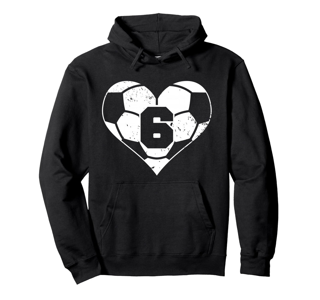 Soccer Number 6 Jersey Funny Soccer Hoodie - Fun Novelty Design for Adults - T-Shirt, Sweatshirt, Hoodie