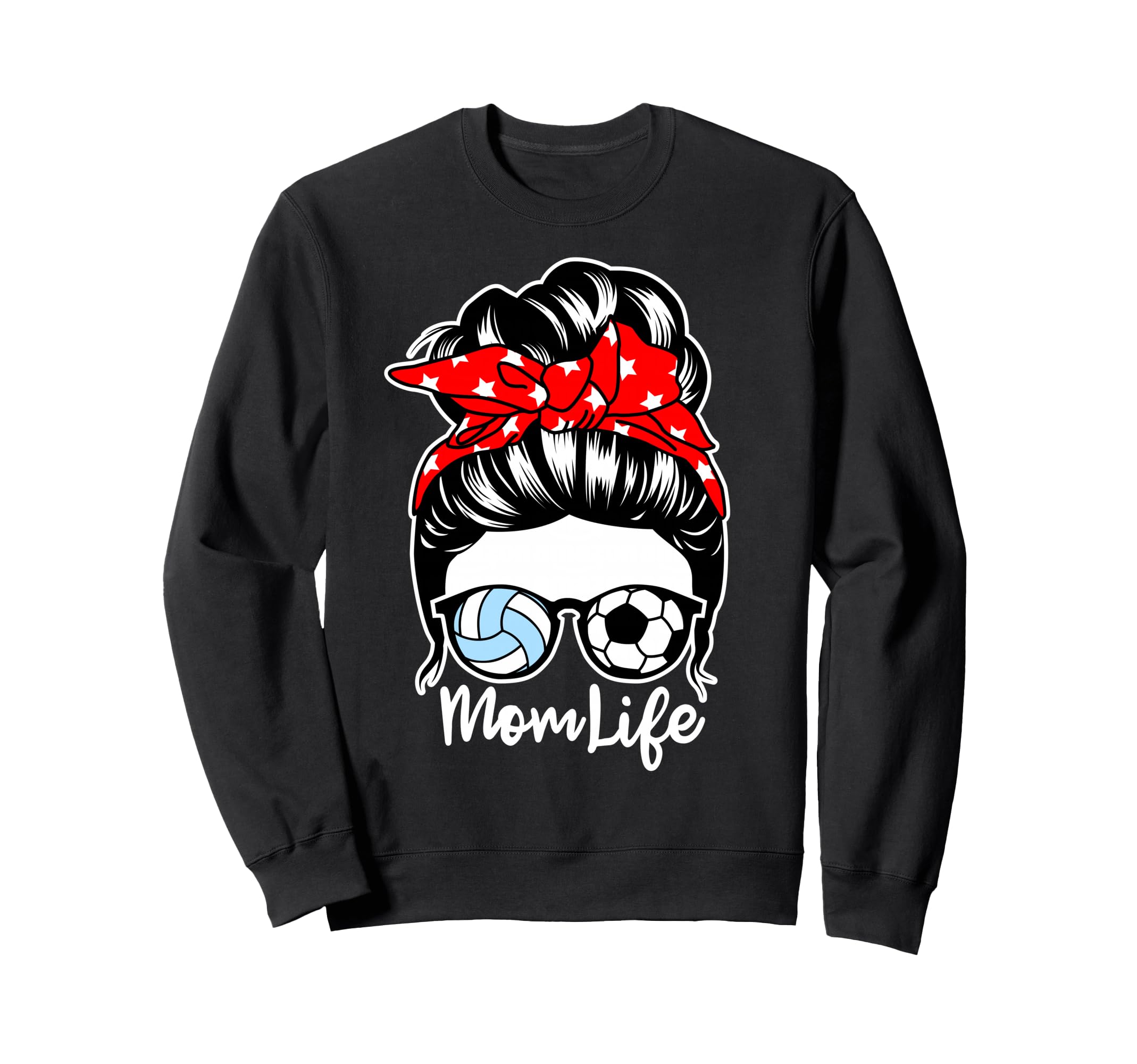 Mom Life Messy Bun Hair Soccer Sweatshirt - Minimalist Print Men Women - T-Shirt, Sweatshirt, Hoodie