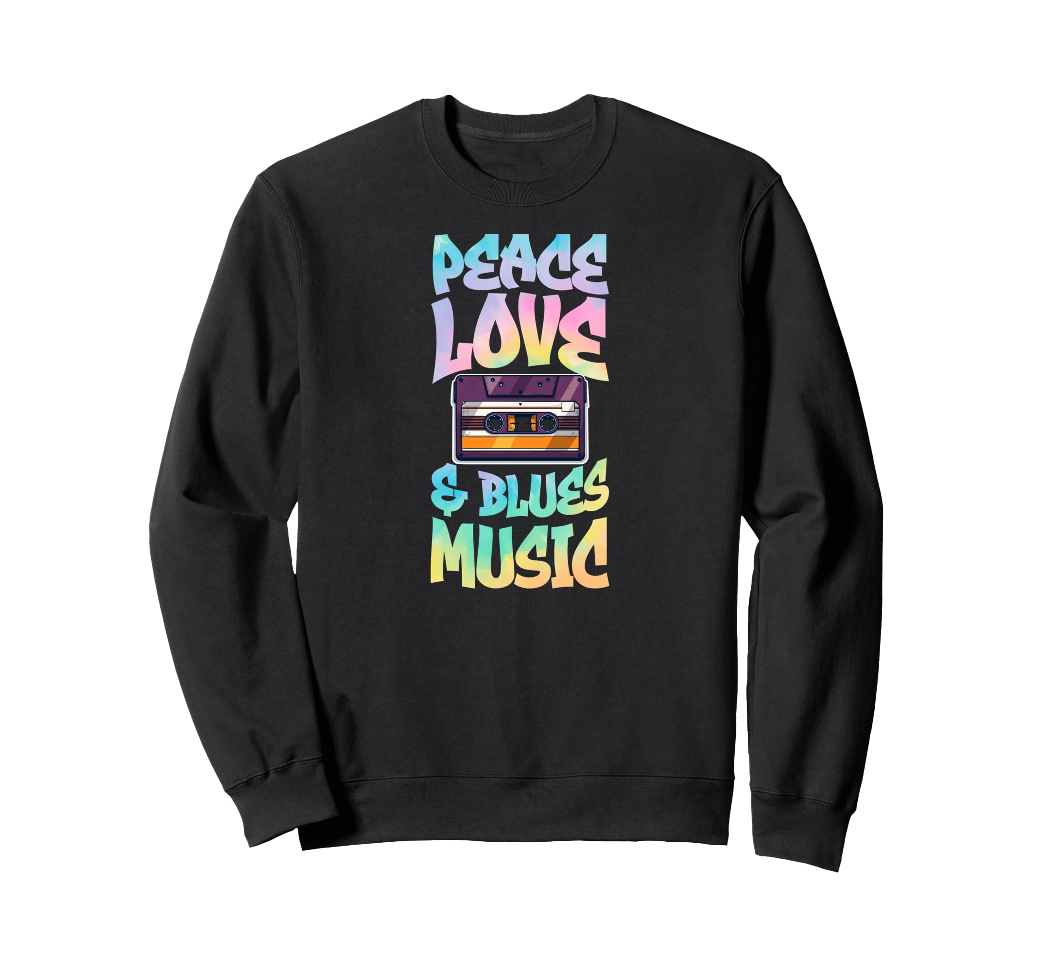 Peace Love And Blues Music Cassette Sweatshirt - Unique Graphic Men Women - T-Shirt, Sweatshirt, Hoodie